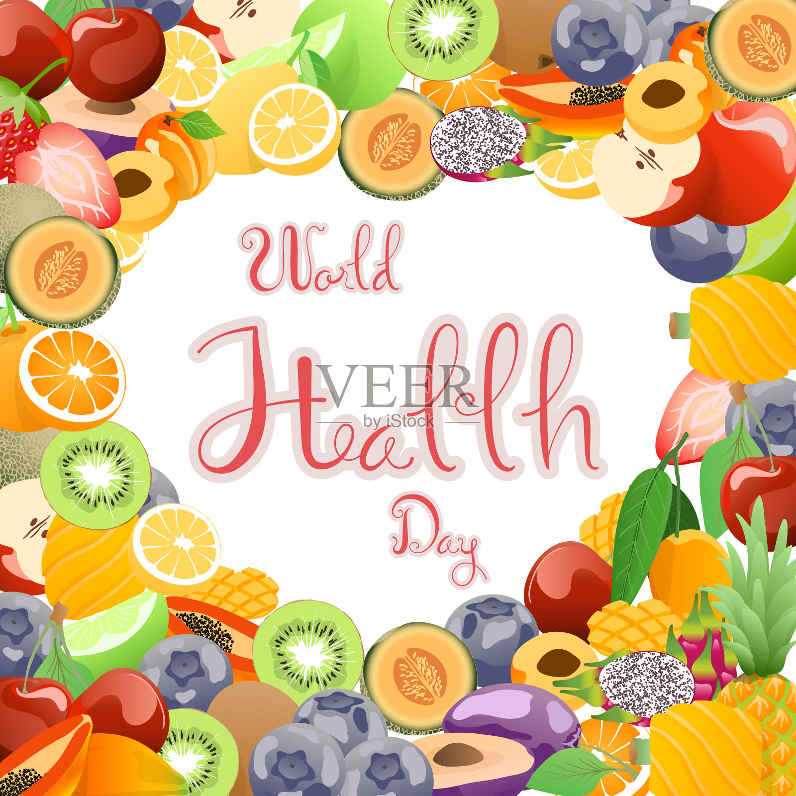 为世界卫生日收集水果。插画图片素材