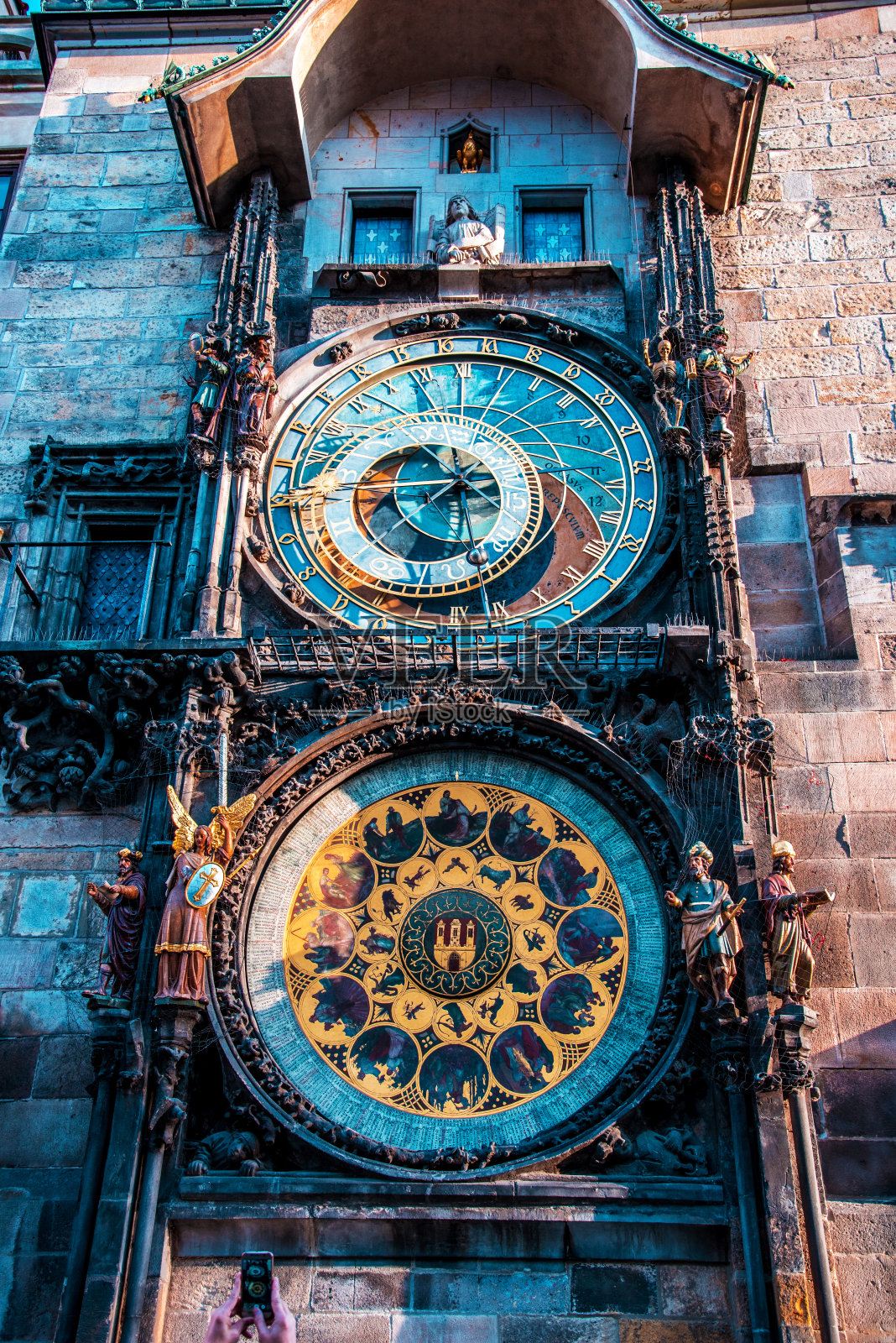 天文钟(Orloj)特写布拉格，捷克共和国，欧洲。复古风格。照片摄影图片