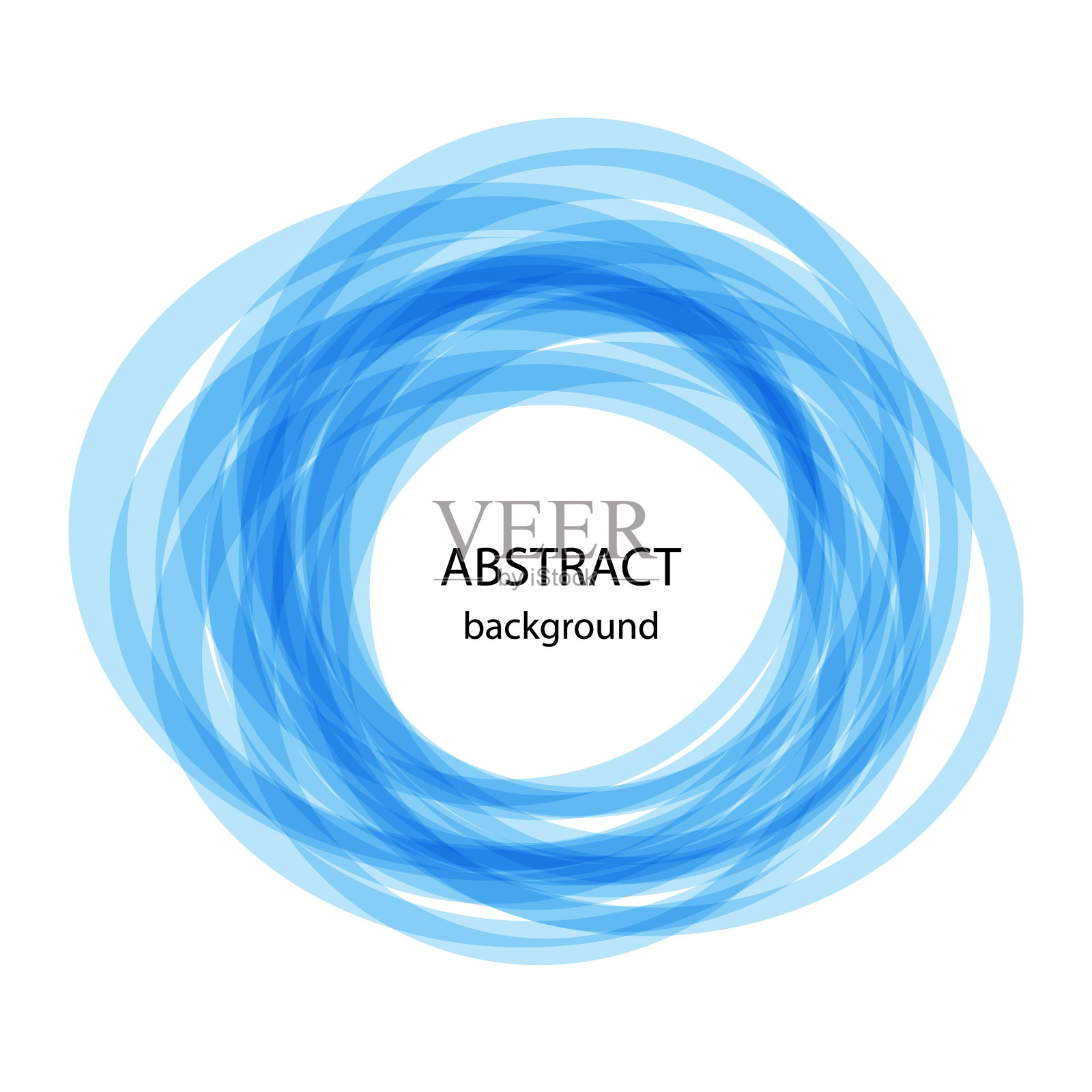 蓝色圆圈的抽象背景。白色背景上的蓝线。插画图片素材