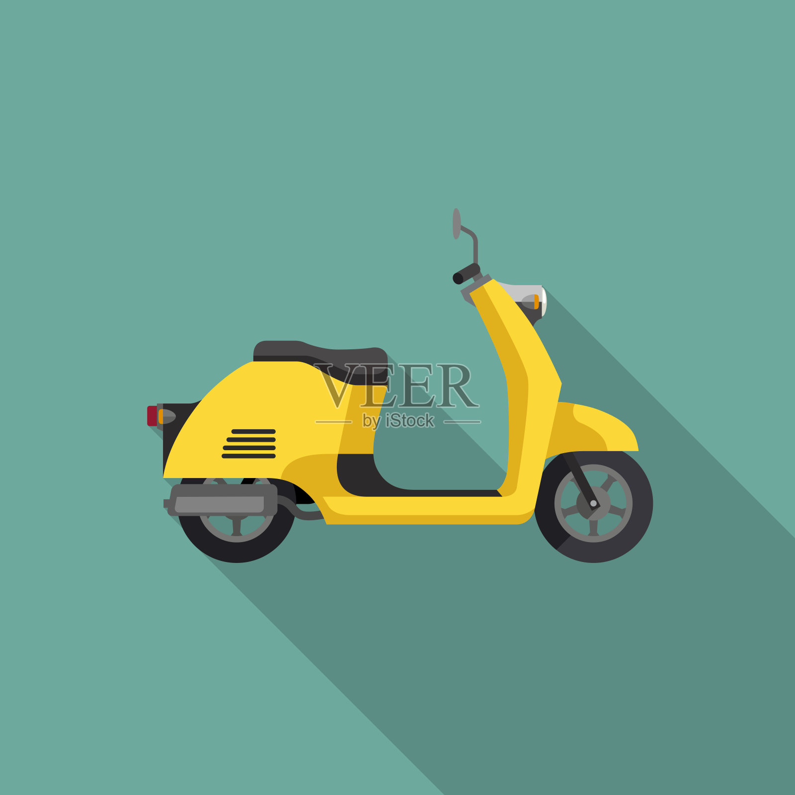 黄色复古的摩托车插画图片素材