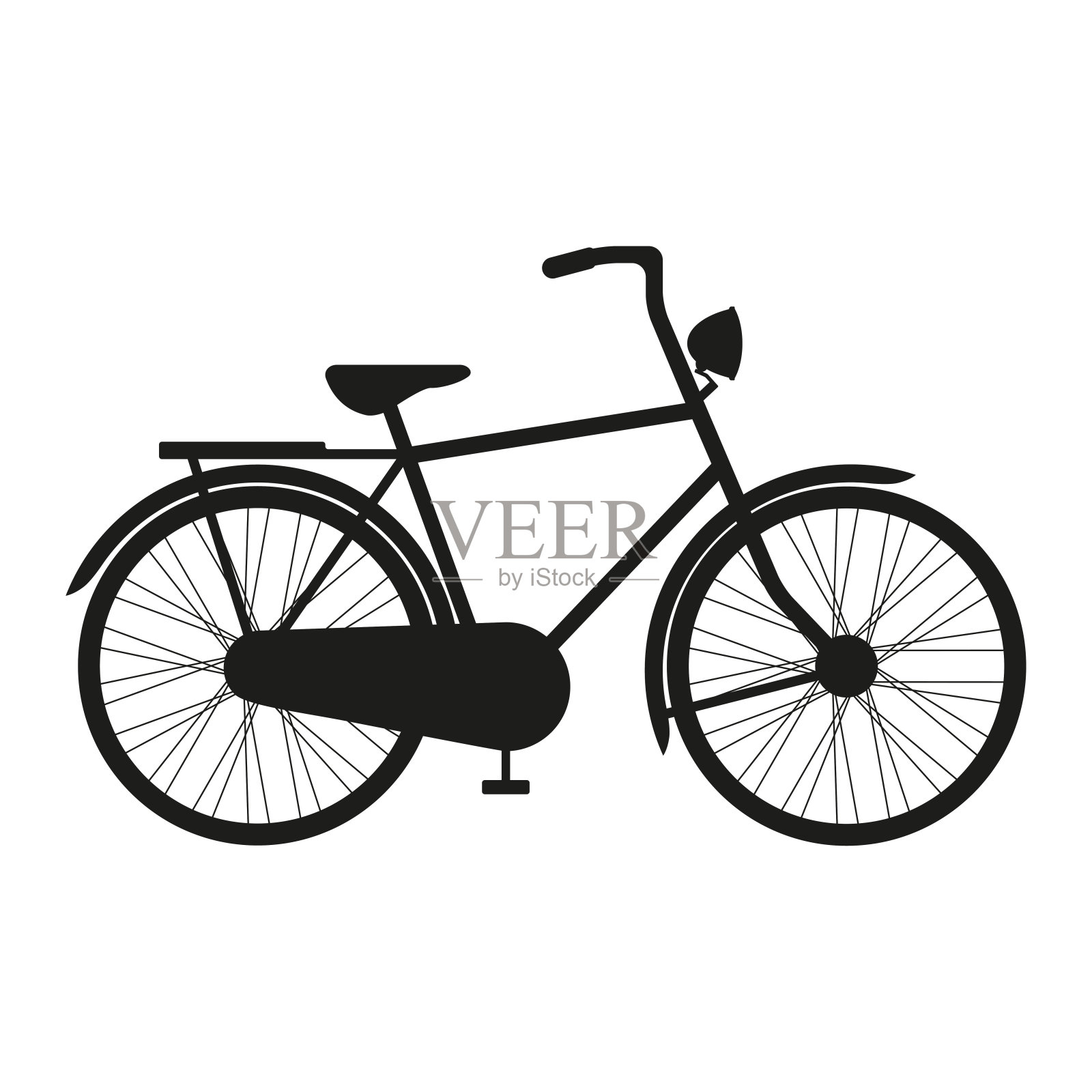 自行车标志或标志。矢量黑色轮廓的自行车。设计元素图片