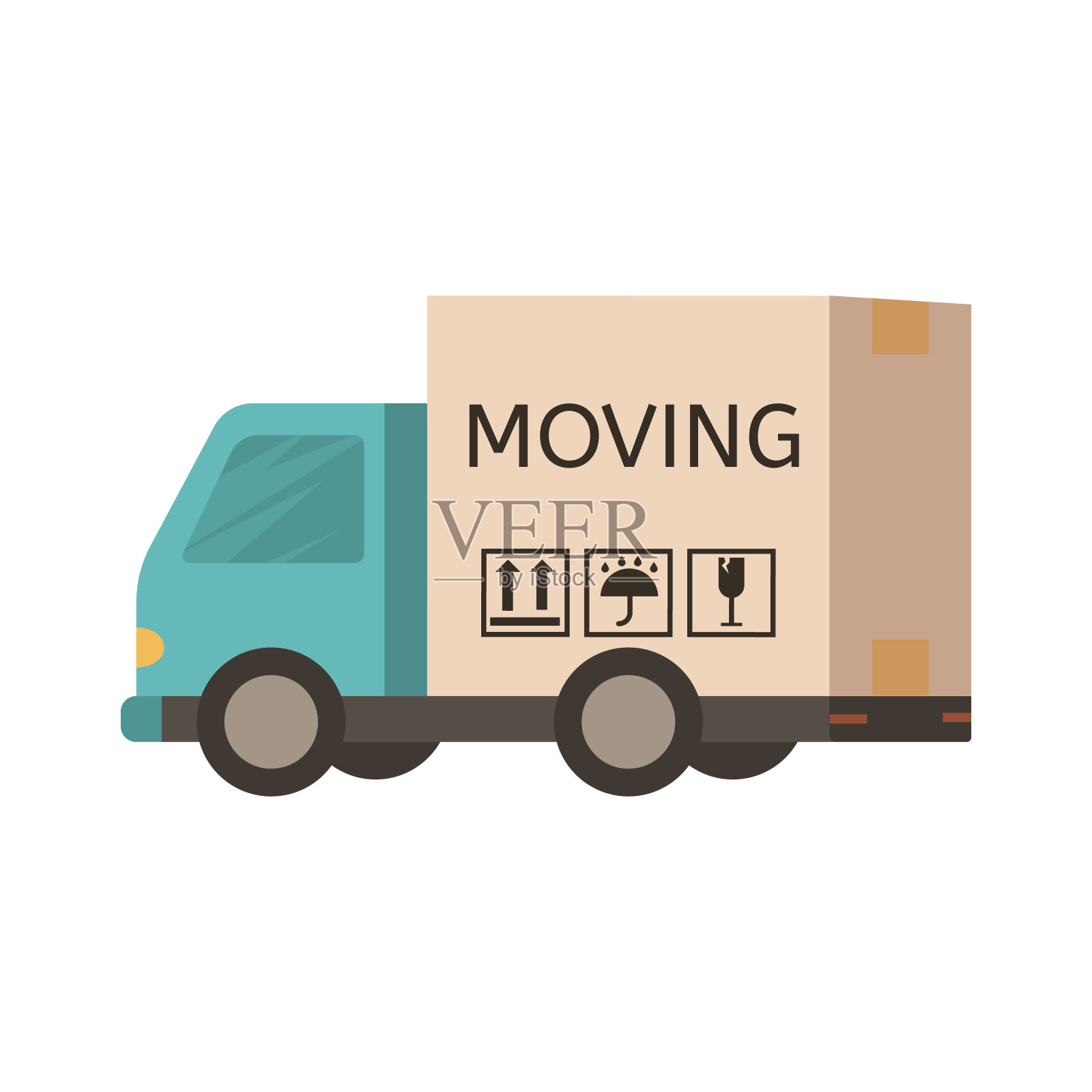 搬运车一个箱子形状的货车。插画图片素材