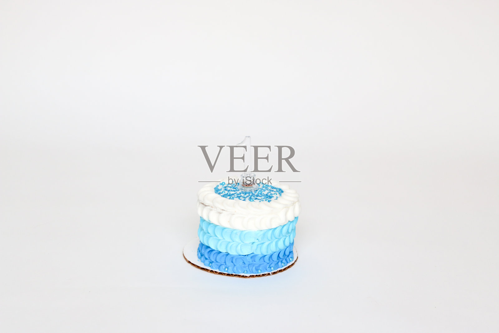 蓝色和白色的生日蛋糕照片摄影图片
