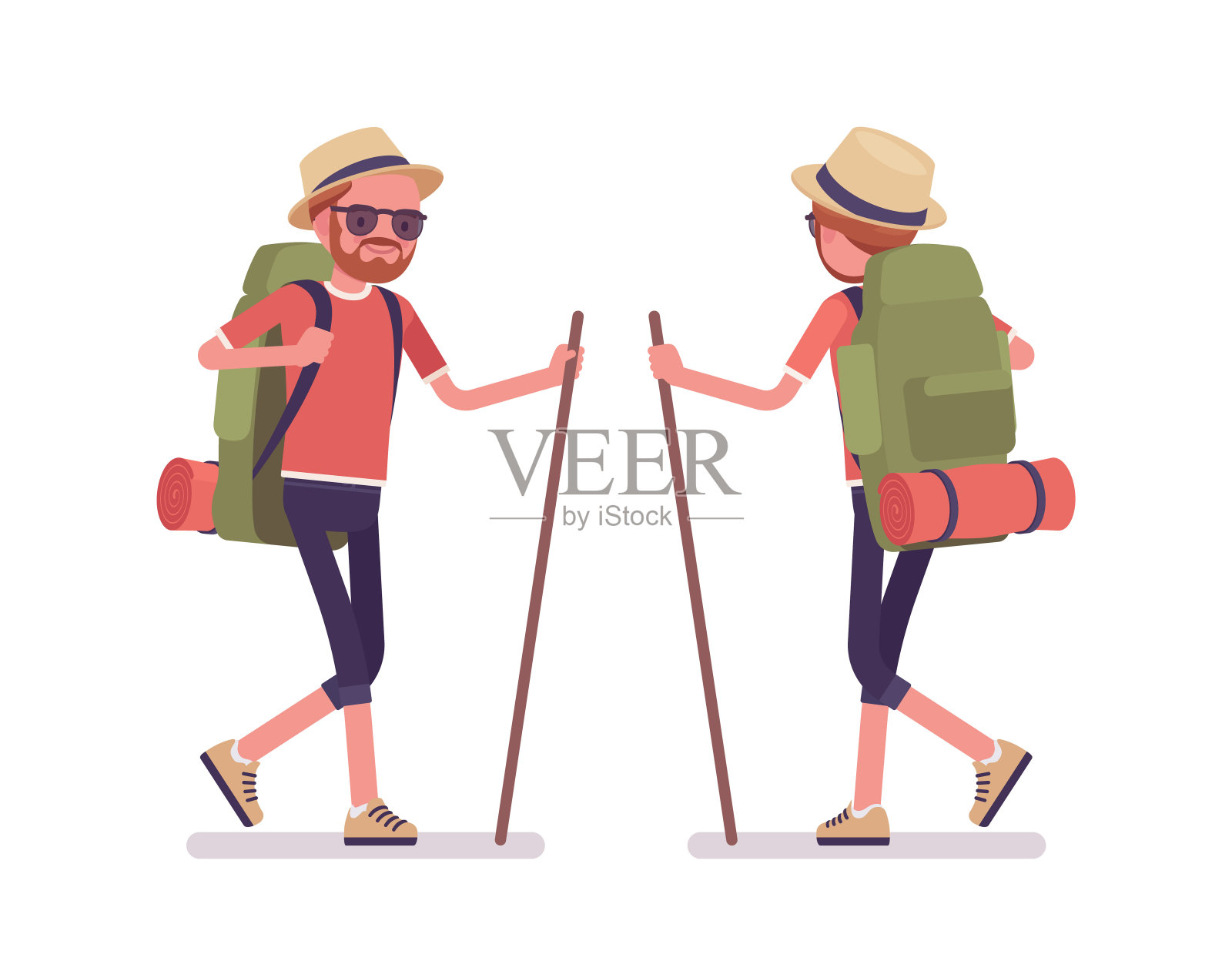 徒步旅行的人走路插画图片素材