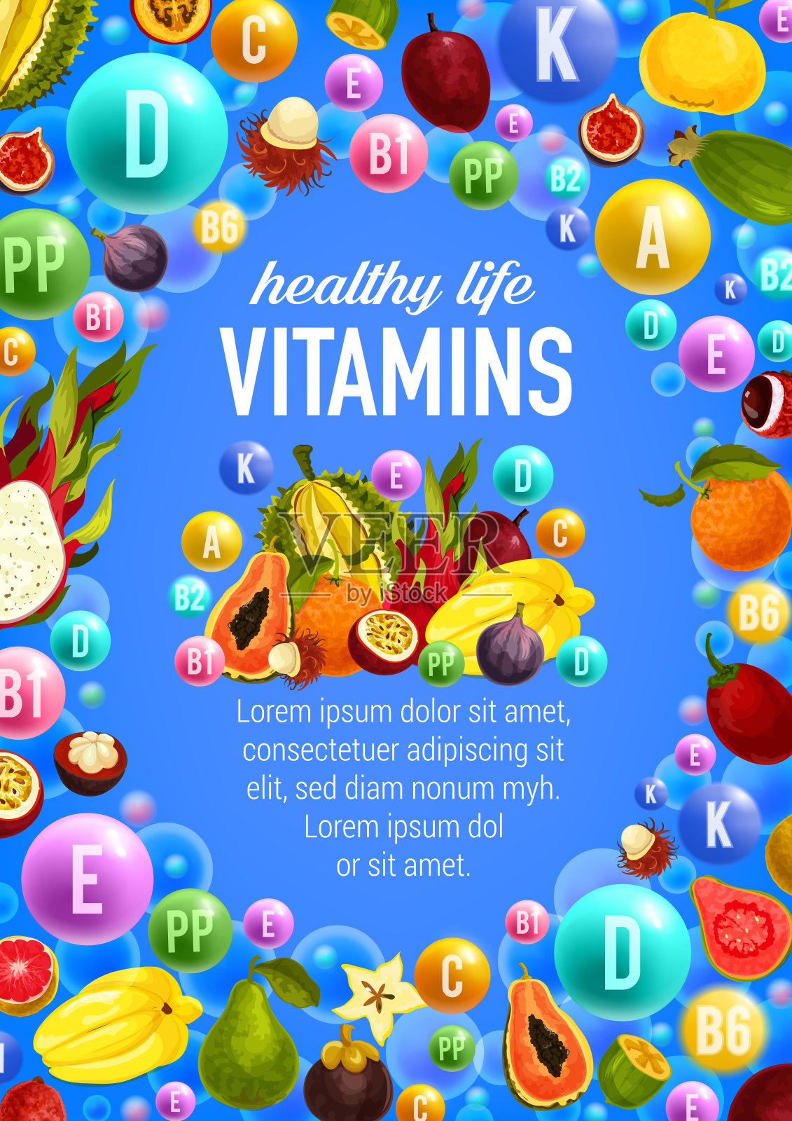 载体蔬菜和水果维生素插画图片素材