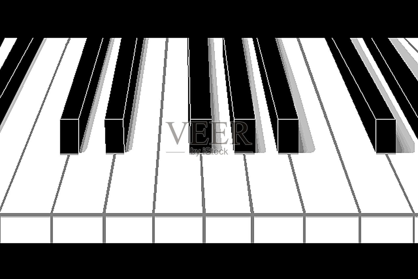 黑色和白色的钢琴键与阴影的透视设计元素图片