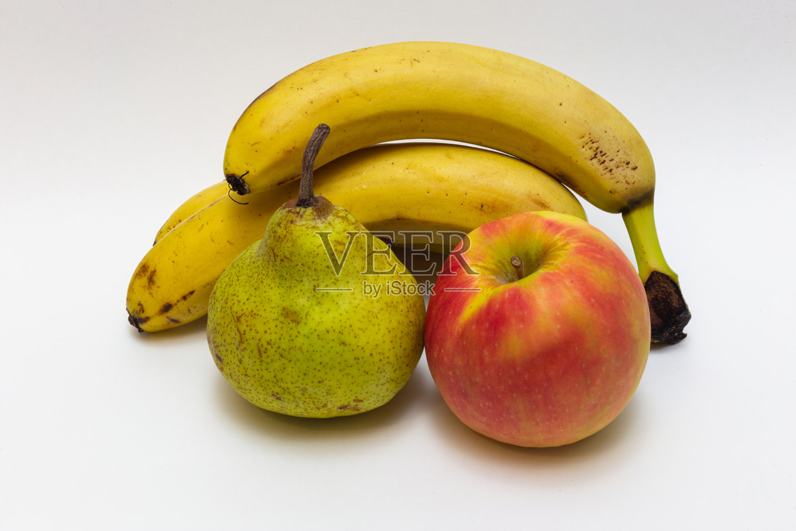 苹果、梨和香蕉孤立在白色照片摄影图片