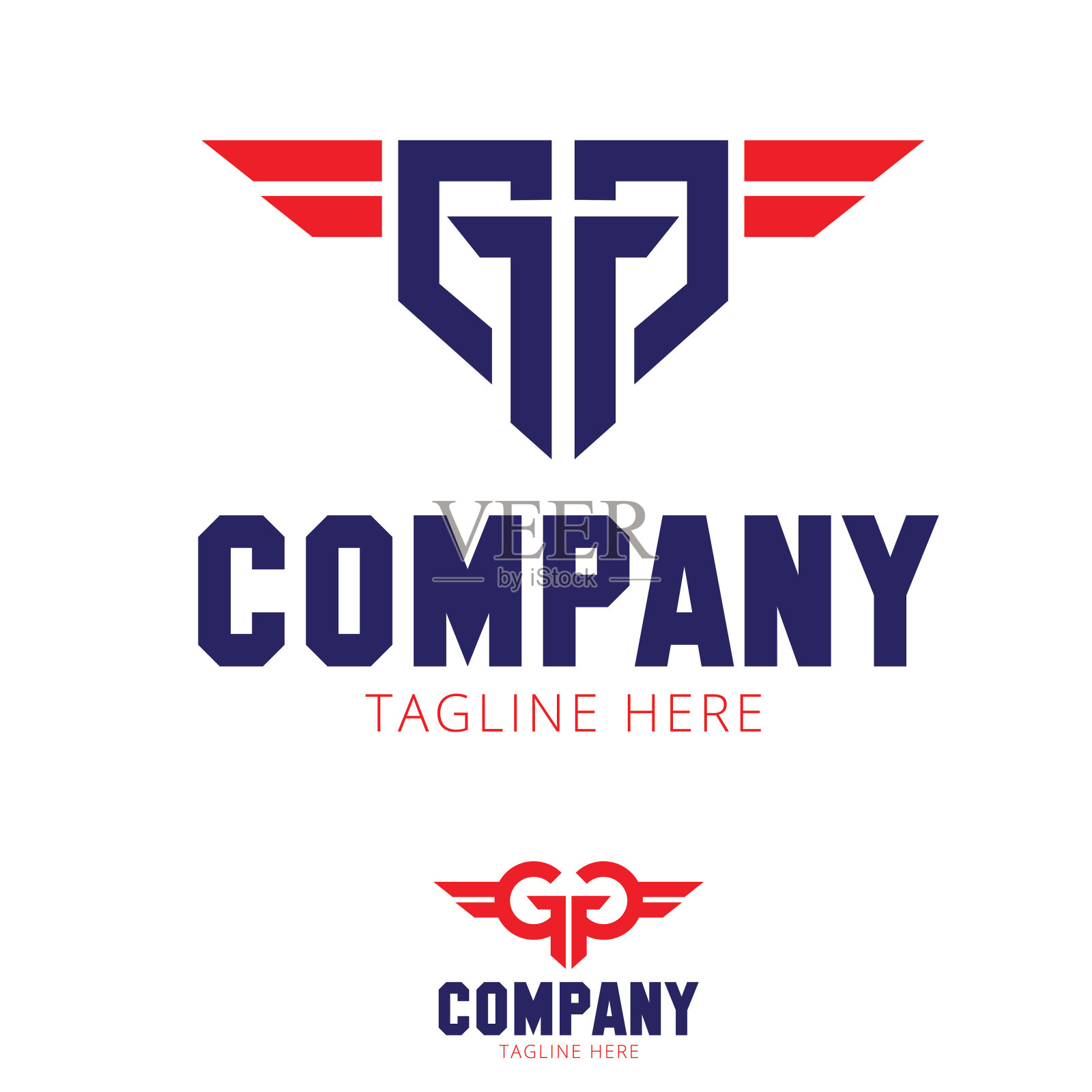 GG标志基于军翼字母设计插画图片素材
