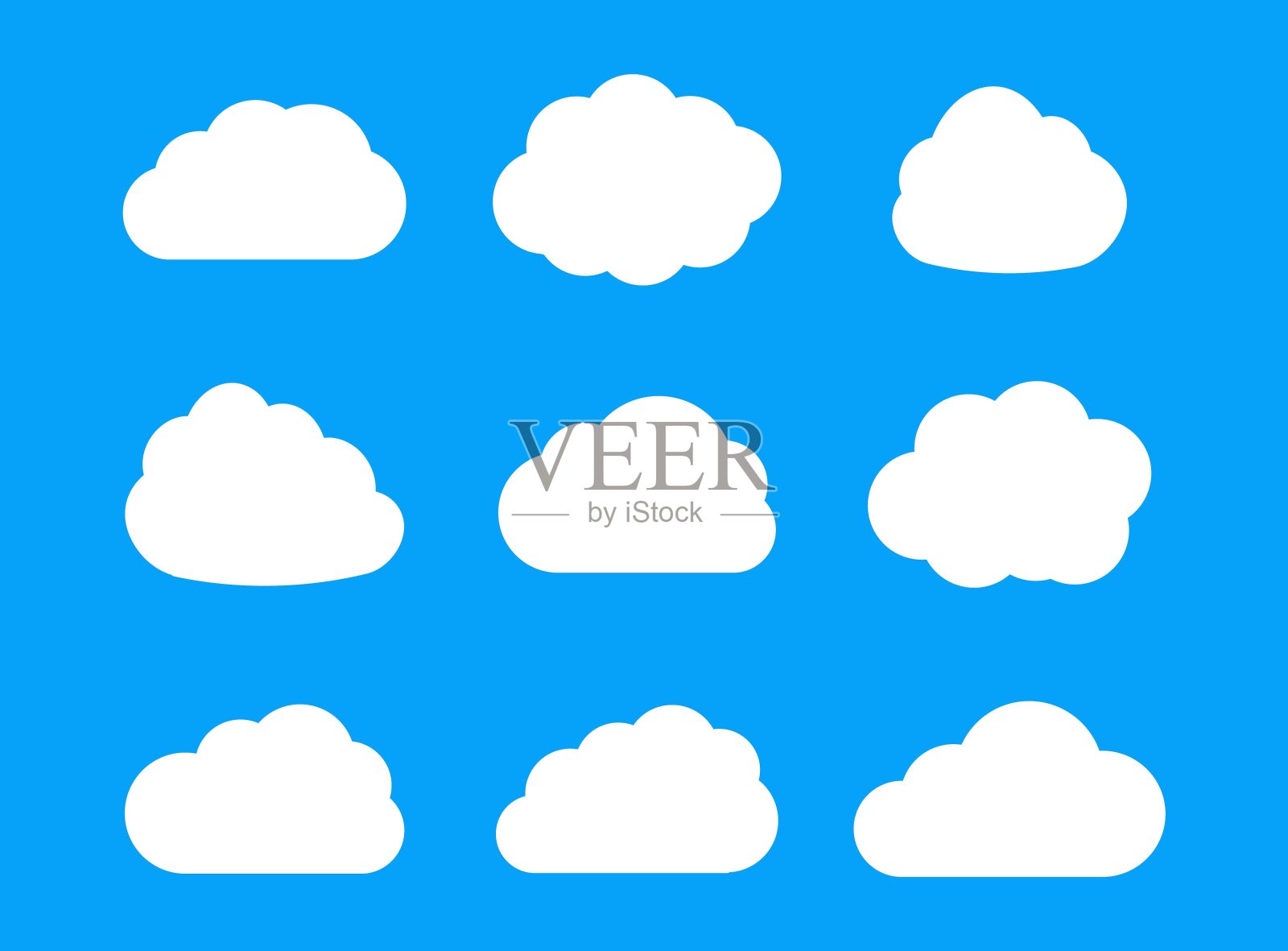 矢量云图标隔离在蓝色背景上。插画图片素材