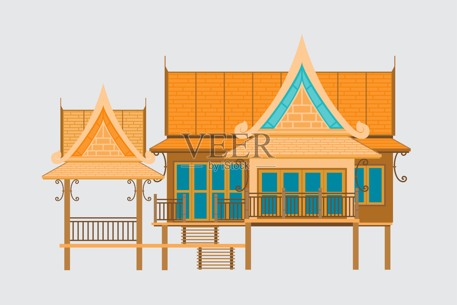 泰国传统的房子插画图片素材