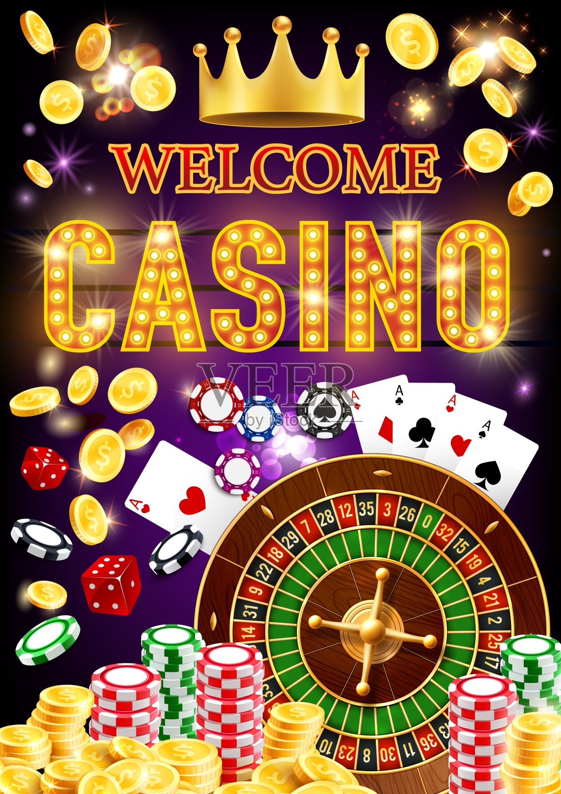现实的赌场赌博轮盘赌插画图片素材_ID:387585450-Veer图库