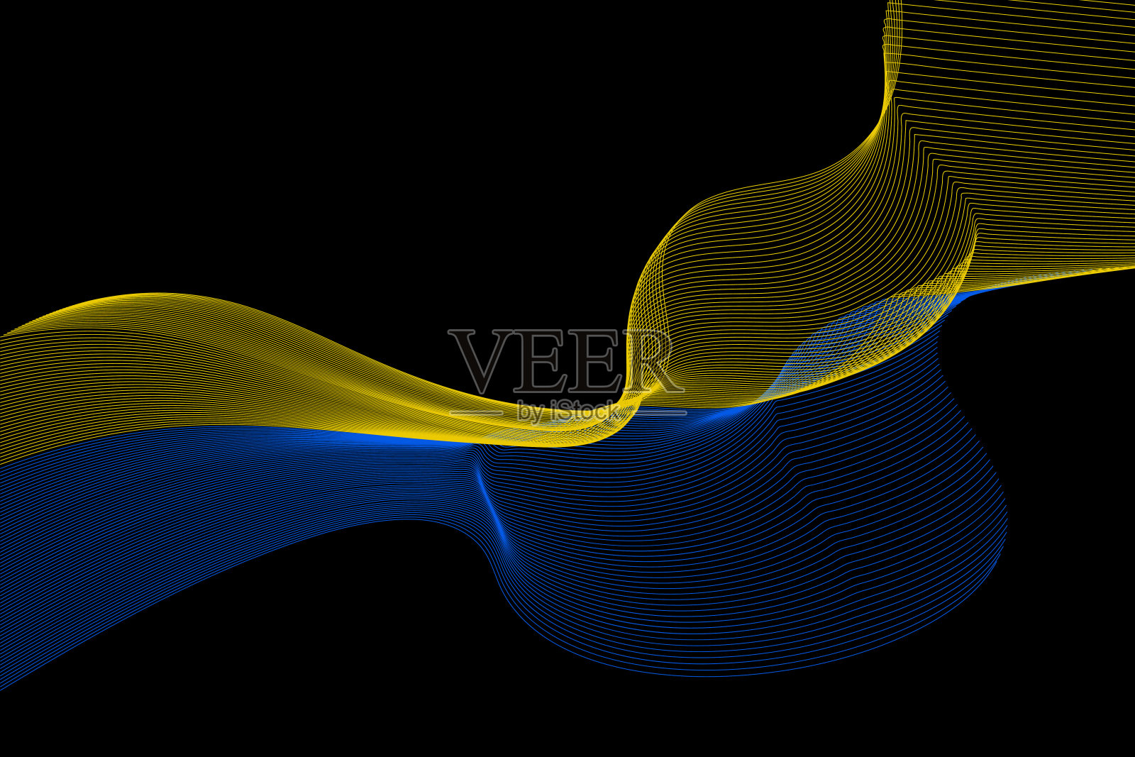 黑色背景上飘扬着乌克兰国旗。矢量插图。Eps10插画图片素材