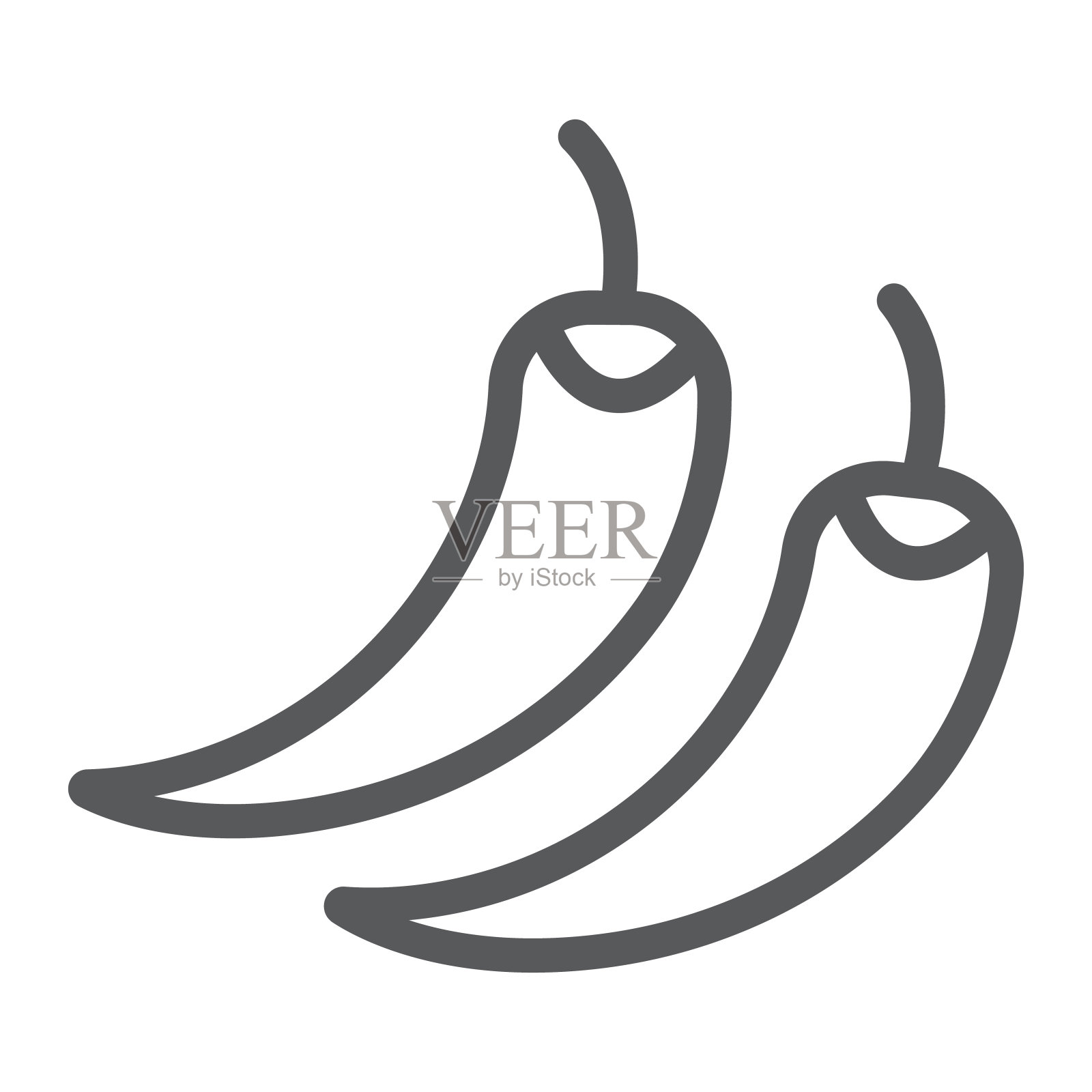 辣椒线图标，水果蔬菜，香料食品标志，矢量图形，白色背景上的线性图案。插画图片素材
