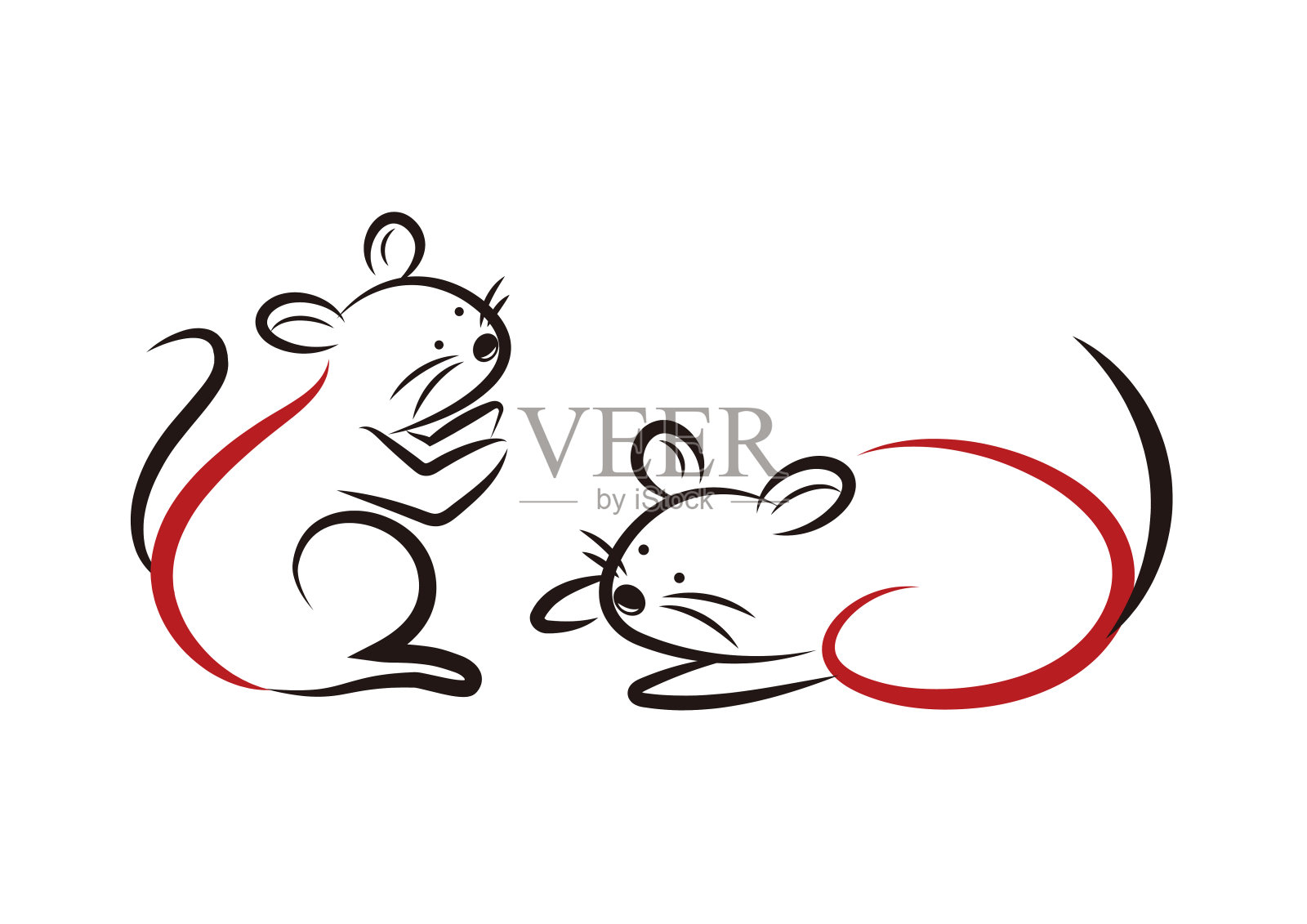 2020生肖可爱老鼠套装插画图片素材