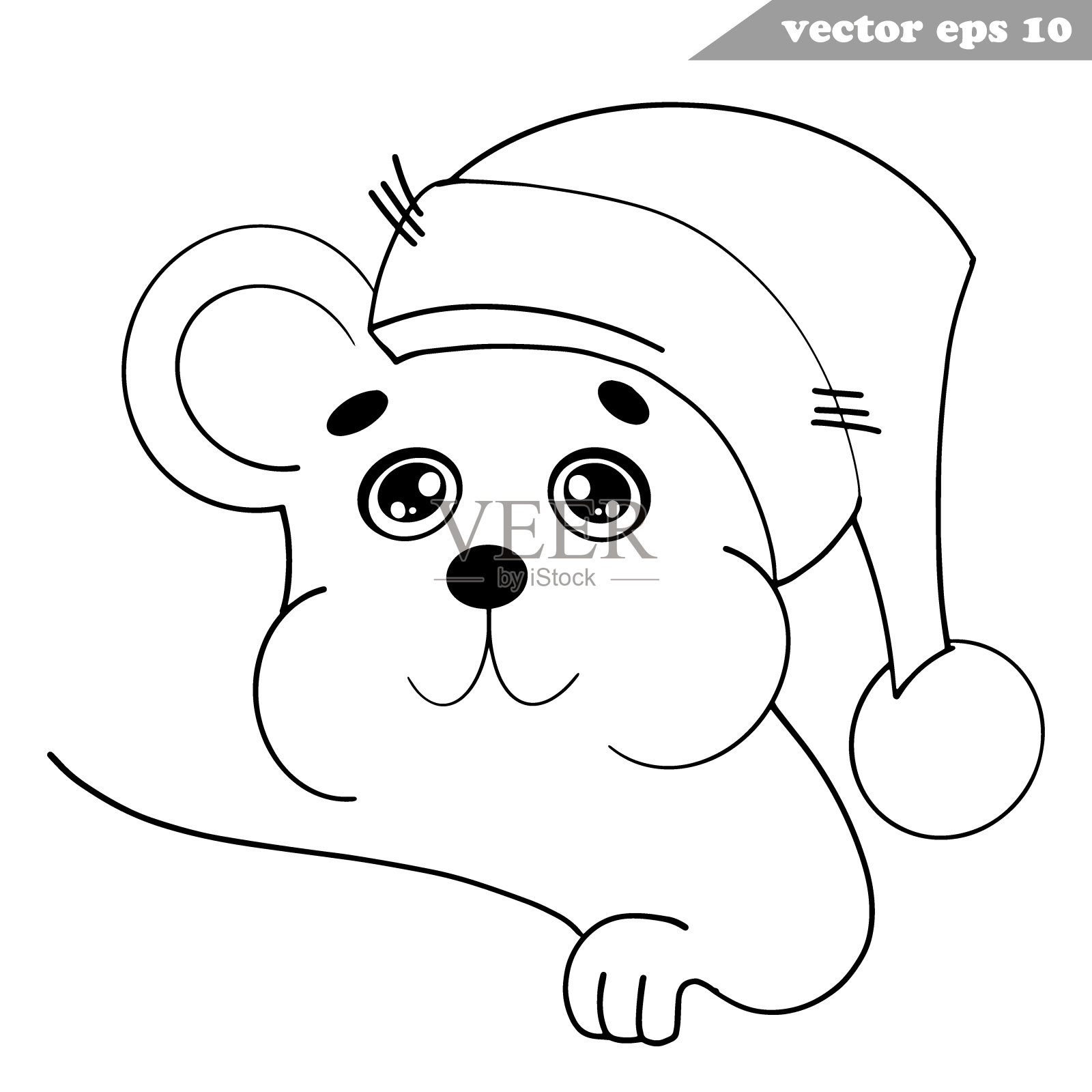 可爱的手绘老鼠角色在睡帽的矢量插图插画图片素材