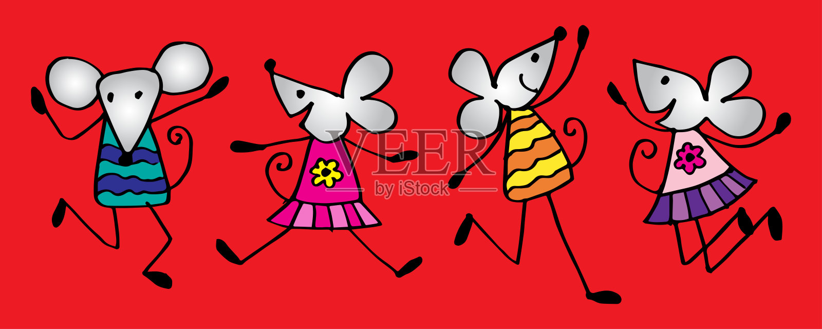 横幅上快乐的老鼠，象征2020年插画图片素材