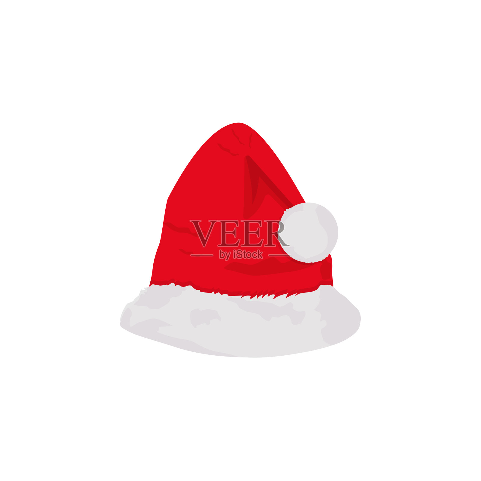 矢量孤立插图圣诞配件。白色背景上的圣诞老人的红帽。图形元素。新年聚会。设计元素图片