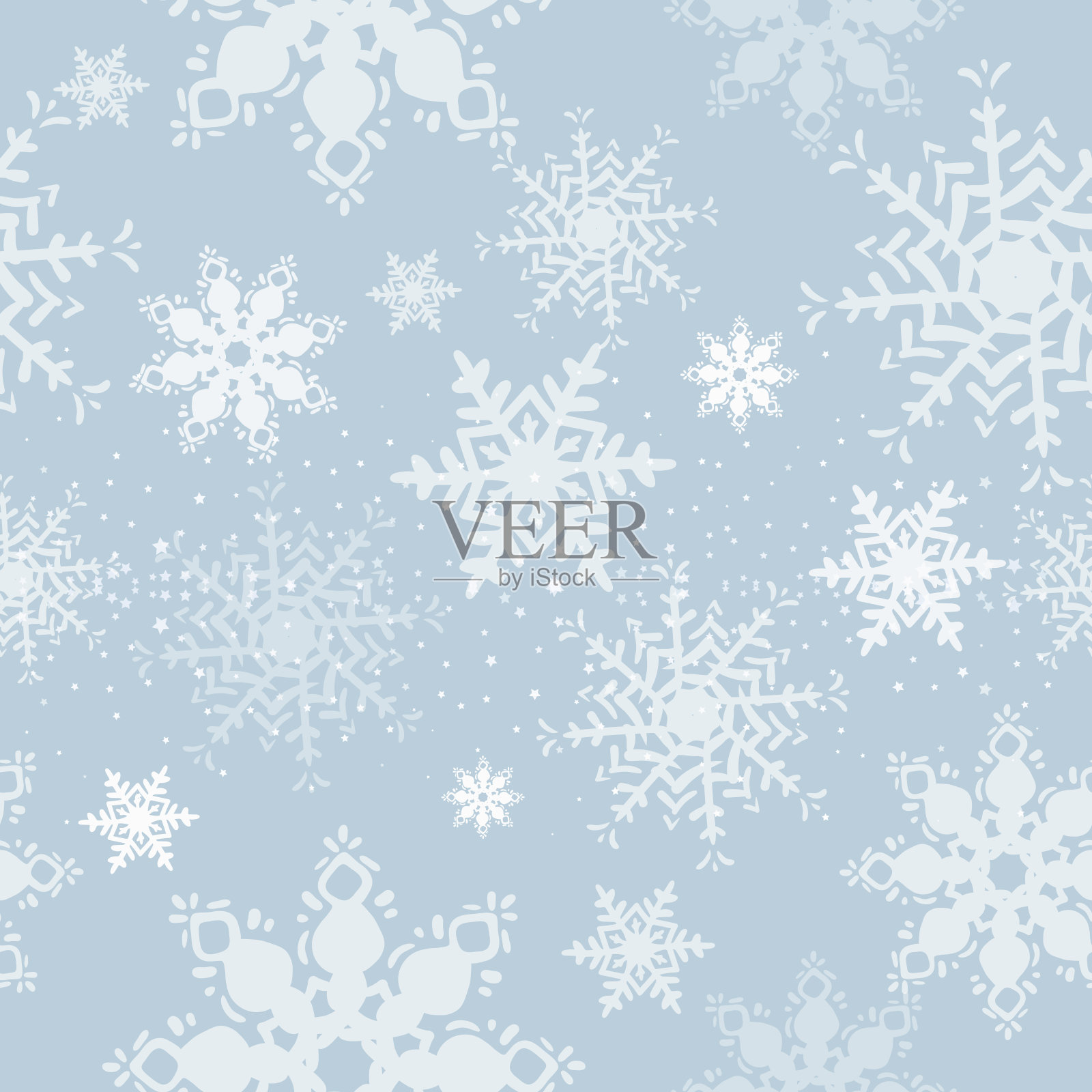 双色无缝冬季质感。雪花，蓝色，冬天的背景。圣诞节的模板。手绘矢量插图。圣诞包装纸，新年快乐插画图片素材