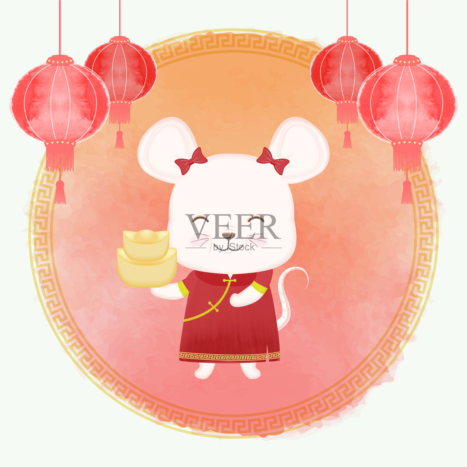 春节喜庆，鼠年生肖设计元素图片