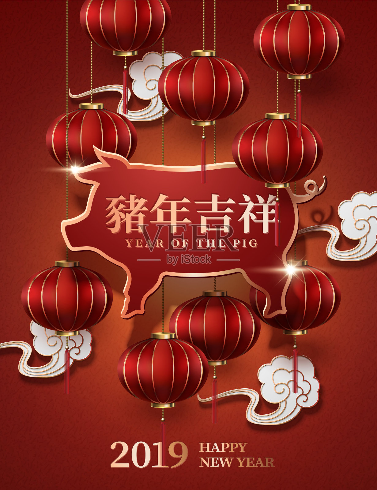 中国新年设计用小猪设计模板素材