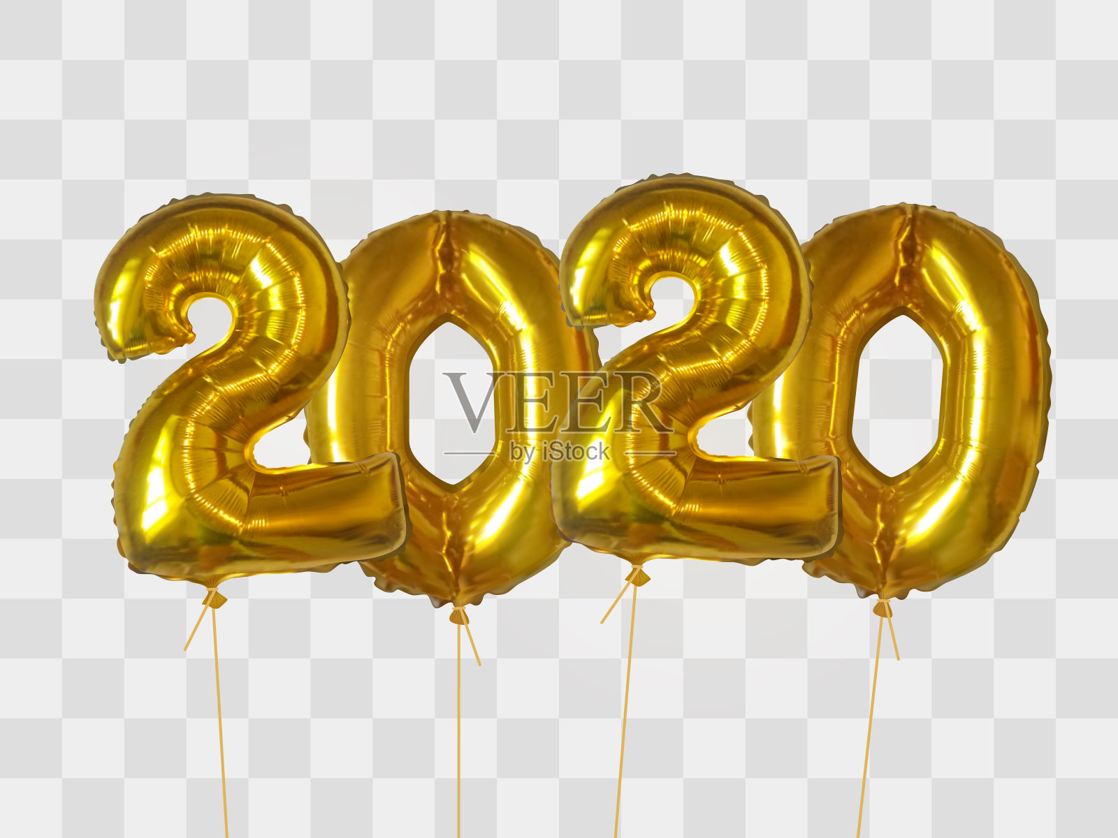 金箔气球2020年插画图片素材
