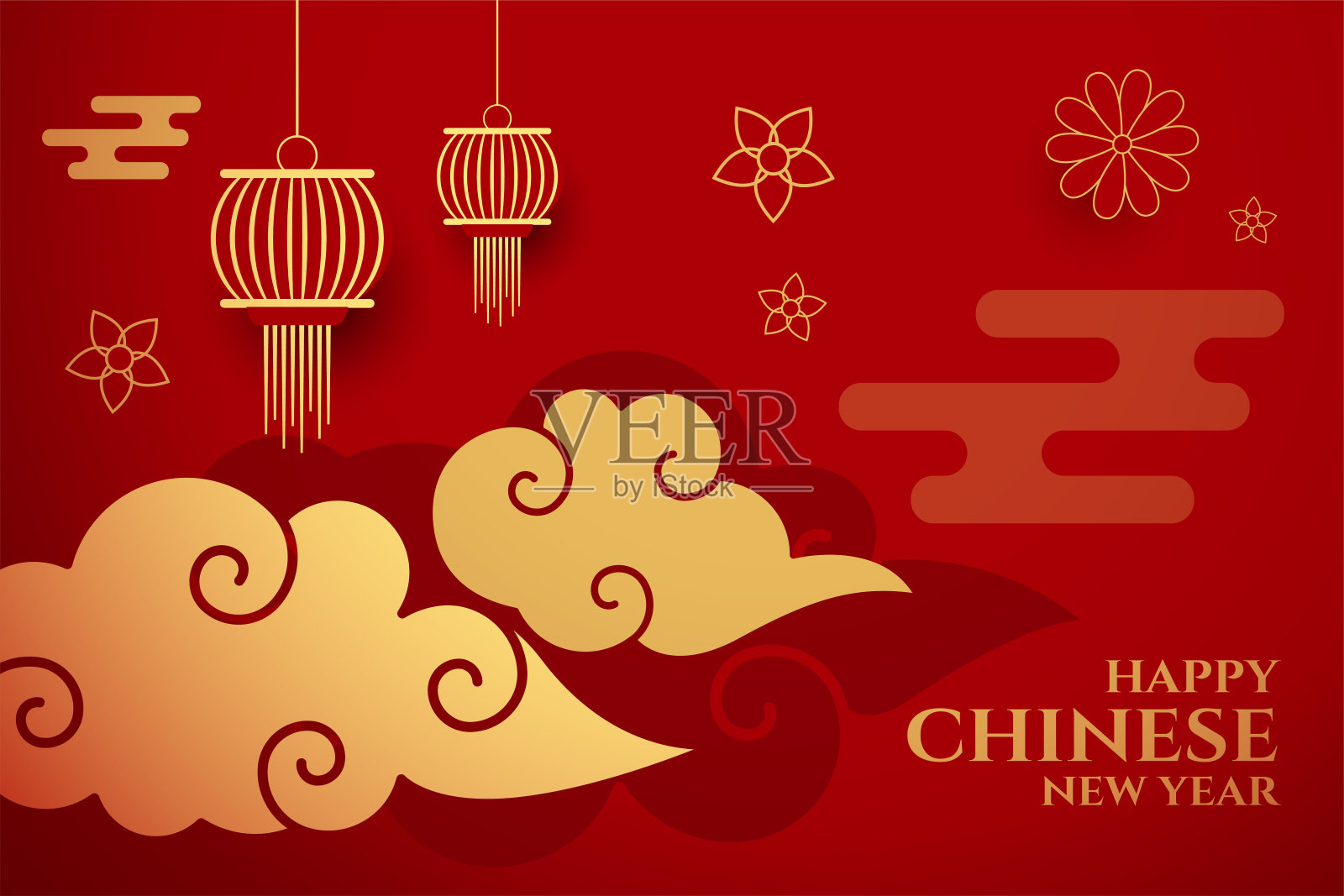 喜庆春节红色装饰背景插画图片素材