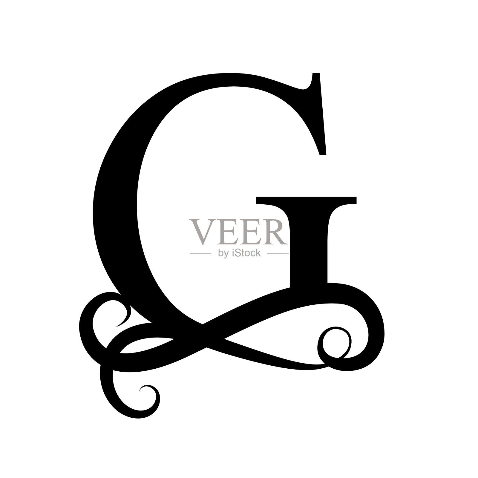 黑色字母G.大写字母组合和标志。美丽的信。设计现代元素标识。设计元素图片