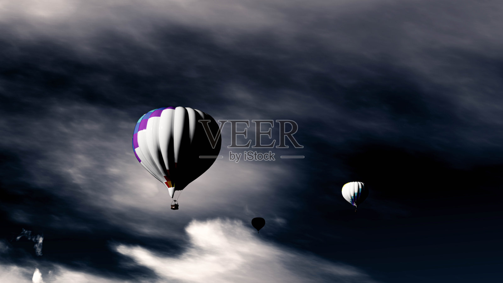 空中的气球3D渲染照片摄影图片