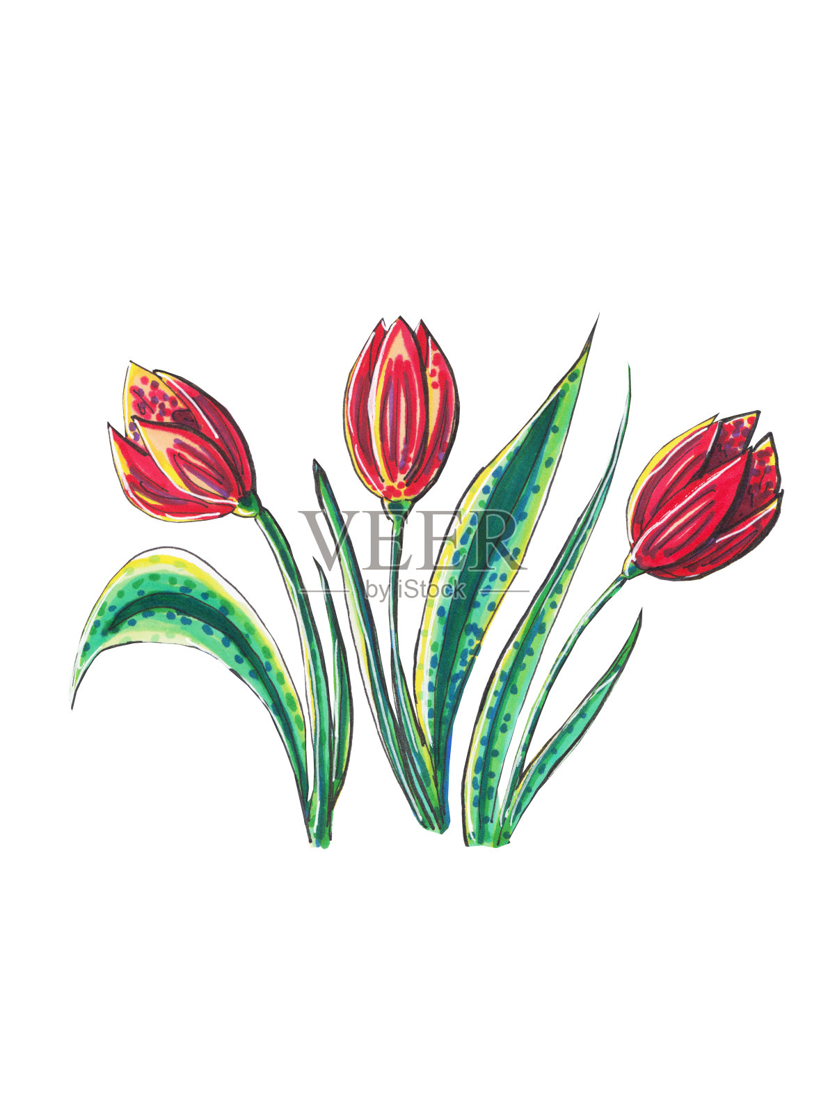 卡片与春天的花朵装饰设计。设计元素图片