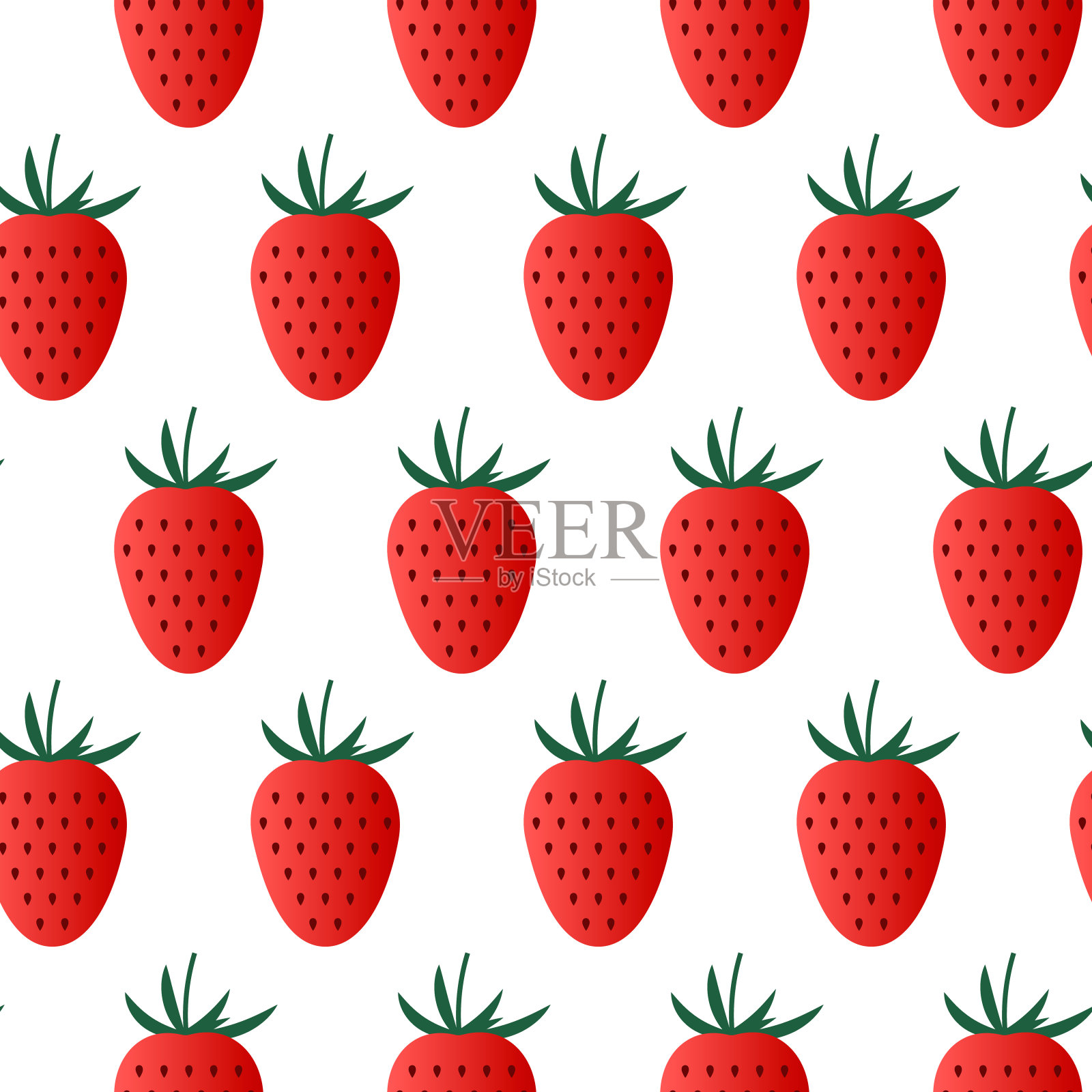 彩色草莓无缝图案孤立在白色。矢量图插画图片素材