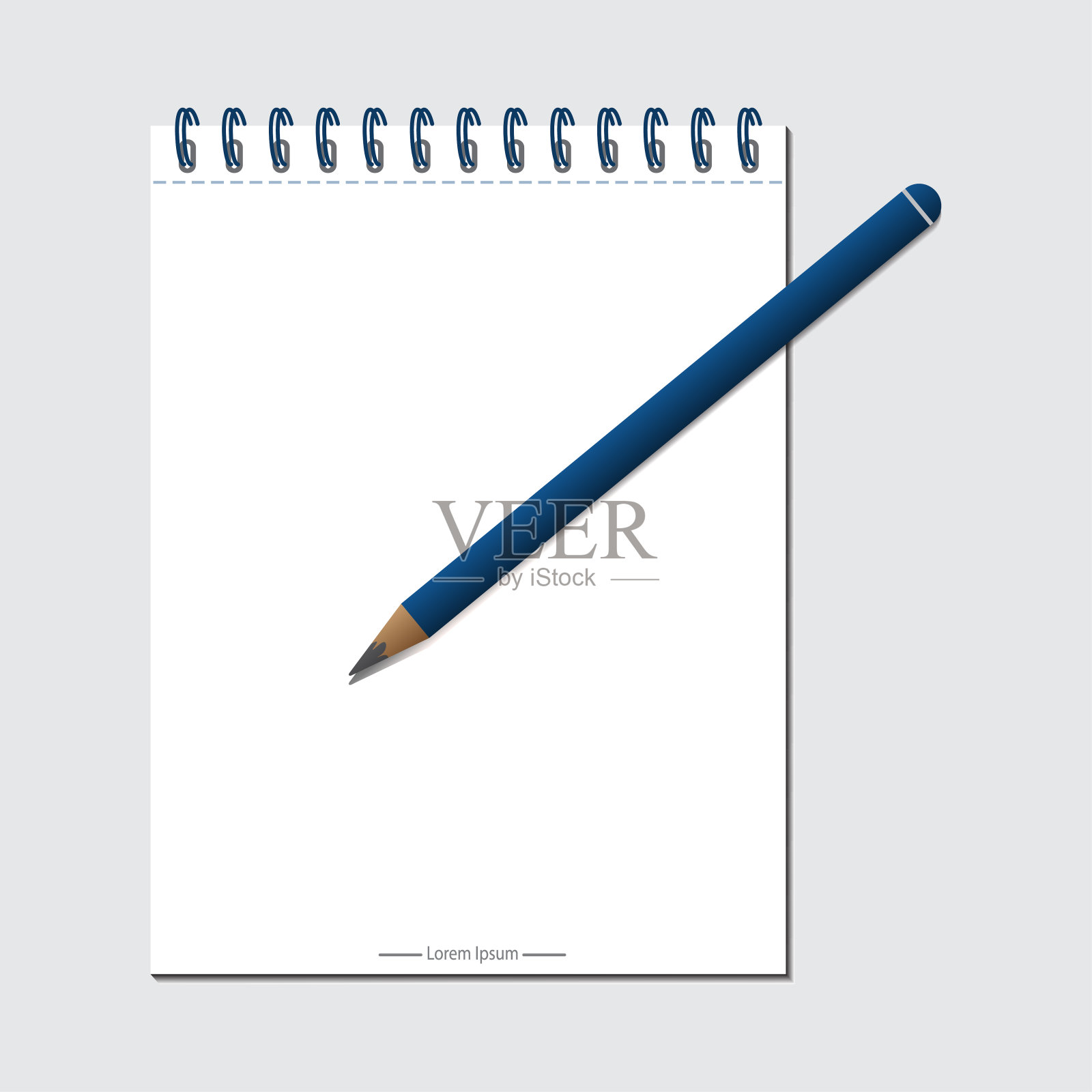 模板设计为您的项目与白色笔记和铅笔。矢量插图EPS 10插画图片素材