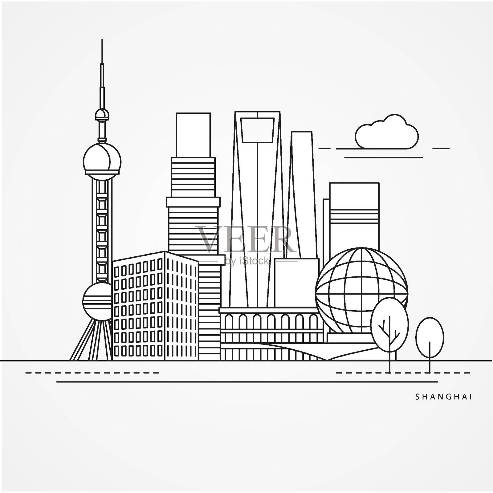 中国上海的概念插画图片素材