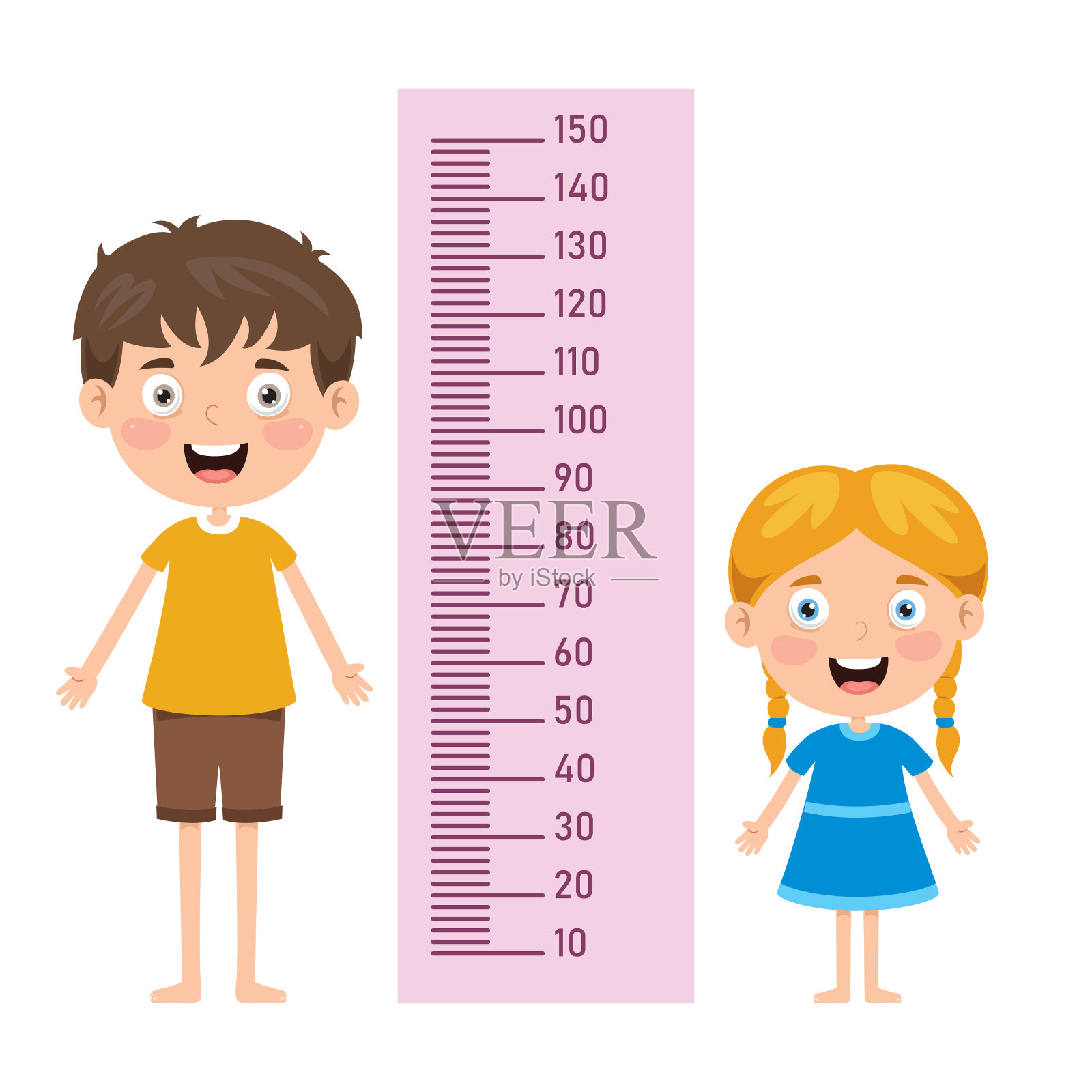 儿童身高测量插画图片素材