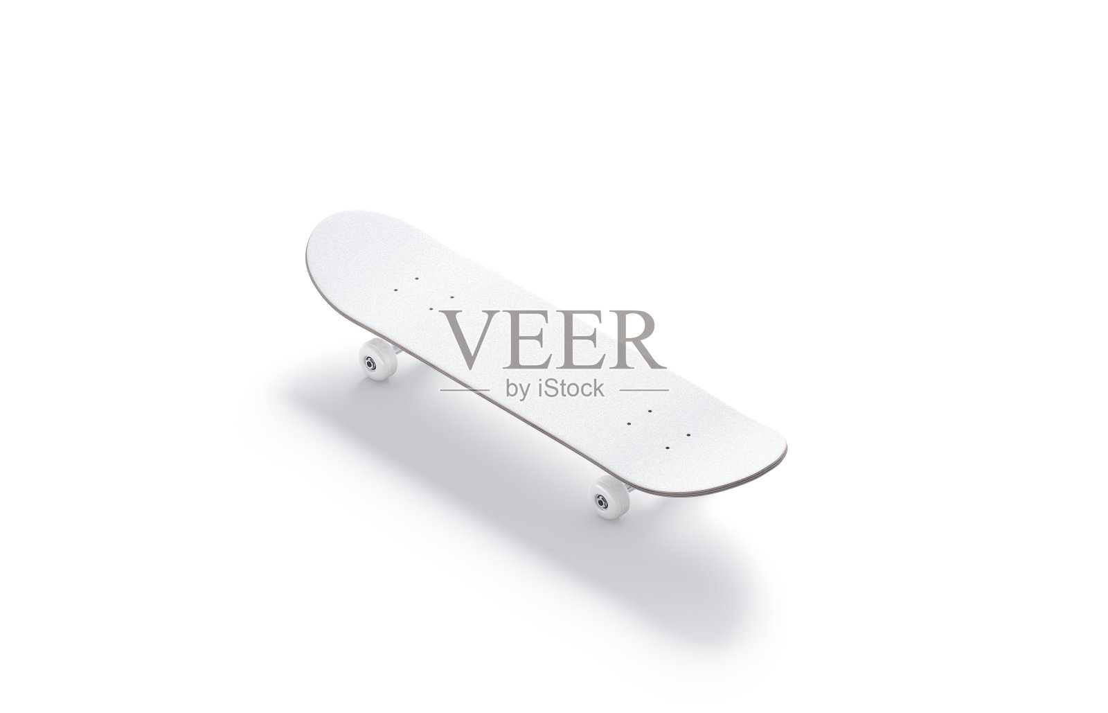 空白的白色木制滑板模型，侧面视图照片摄影图片