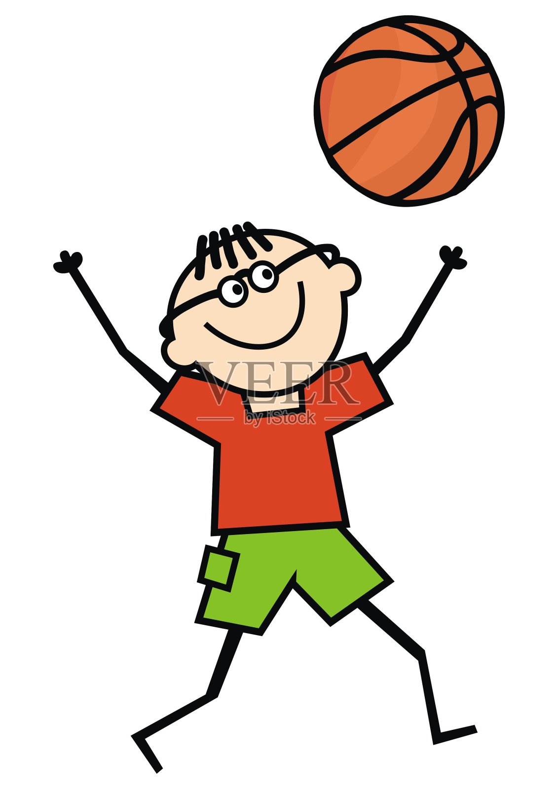 篮球运动员，彩色矢量插图上的白色背景插画图片素材