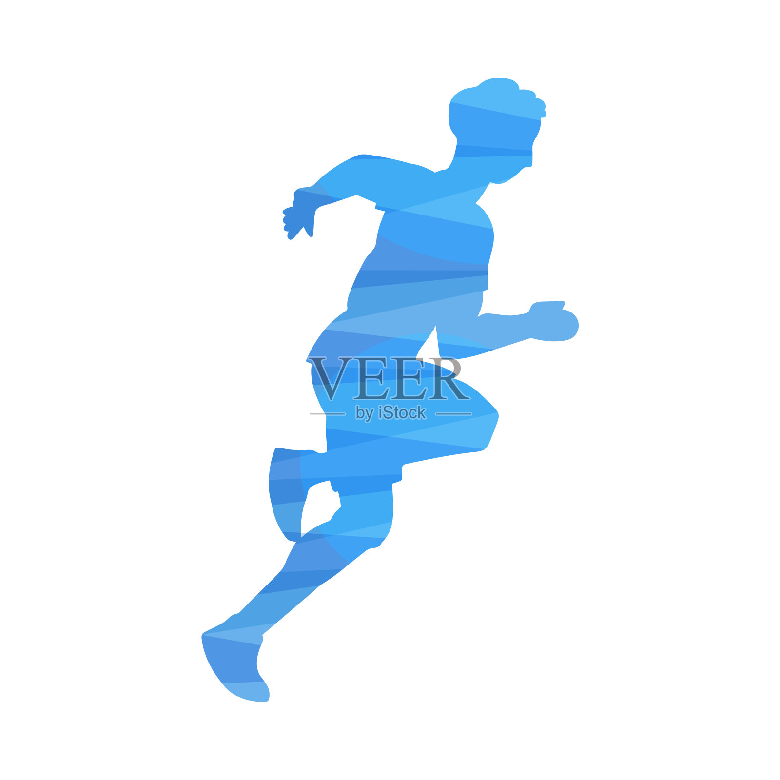 快跑者的剪影孤立在白色背景上插画图片素材