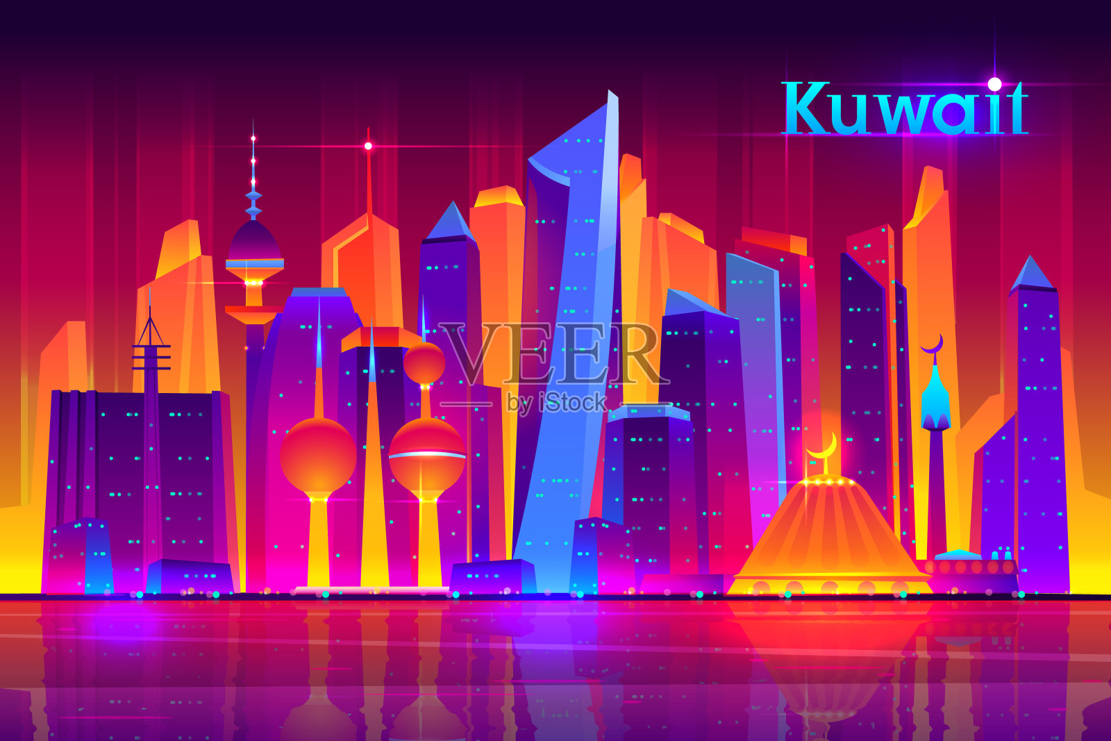 科威特城市未来建筑矢量概念设计模板素材