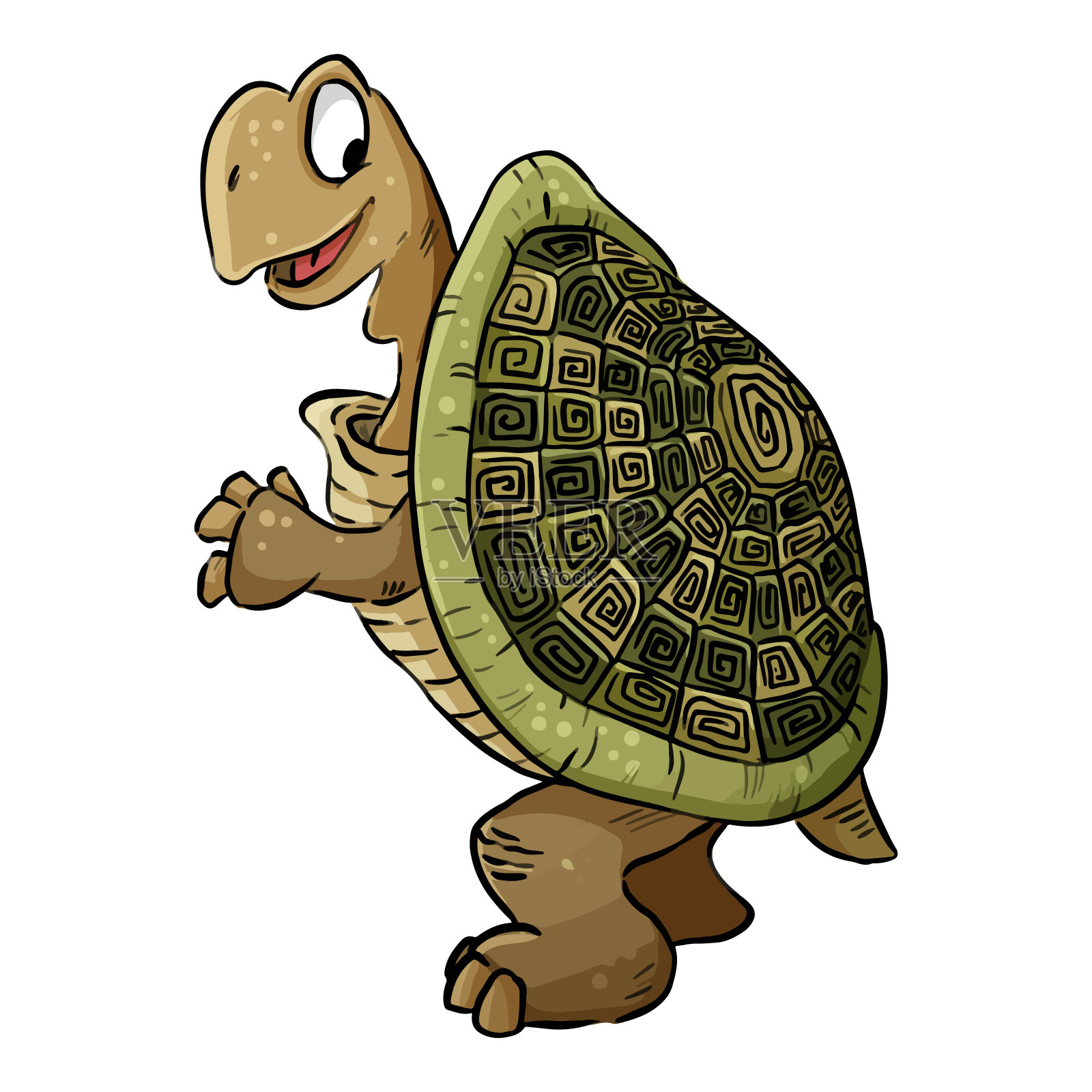 乌龟的形象。可爱的乌龟的卡通插图。漫画风格的宠物涂鸦设计元素图片