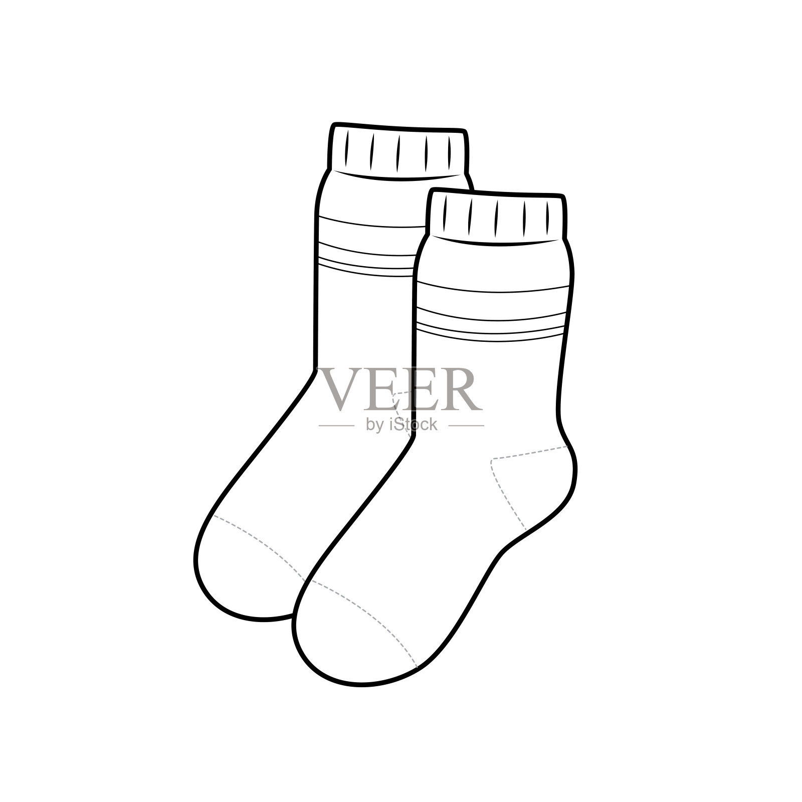 矢量插图的袜子孤立在白色的背景儿童涂色书。设计元素图片