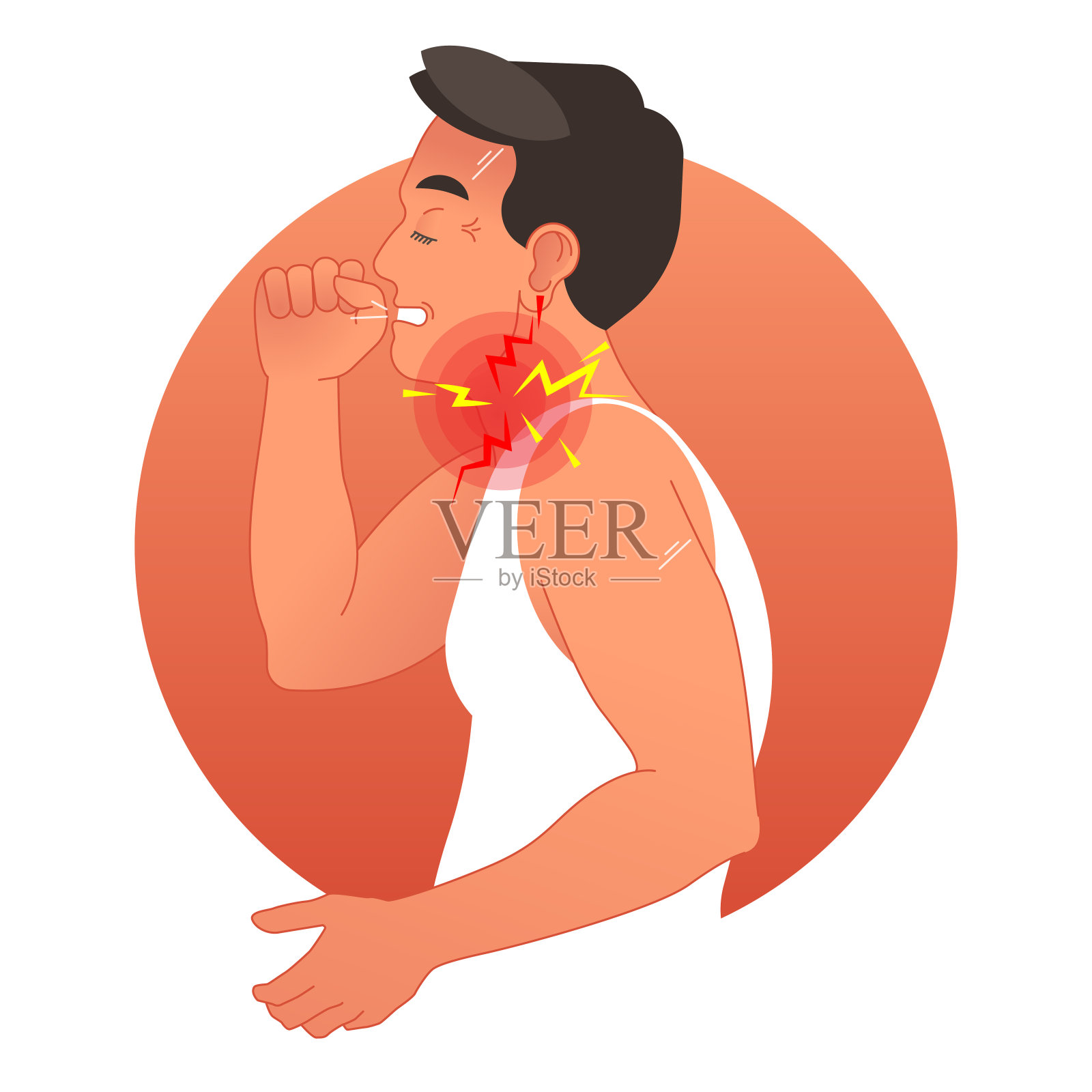 喉咙疼痛的概念矢量插图与咳嗽人体躯干。感冒病毒导致健康问题。设计元素图片