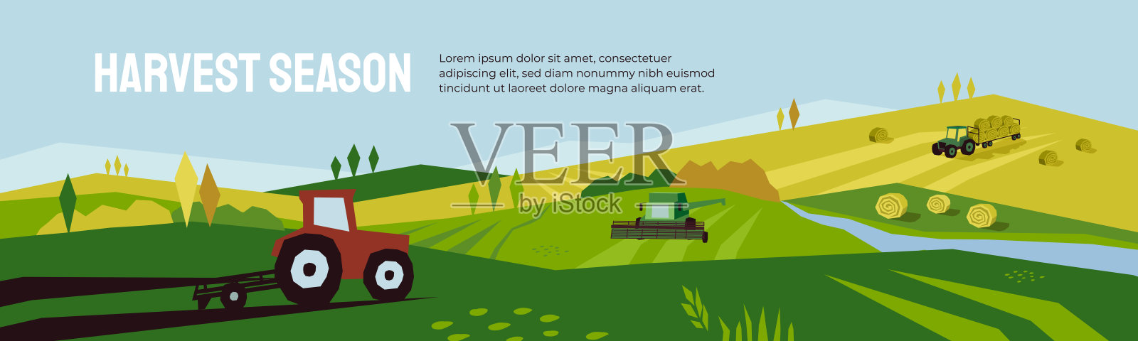 农业和农村收获季节的插图插画图片素材