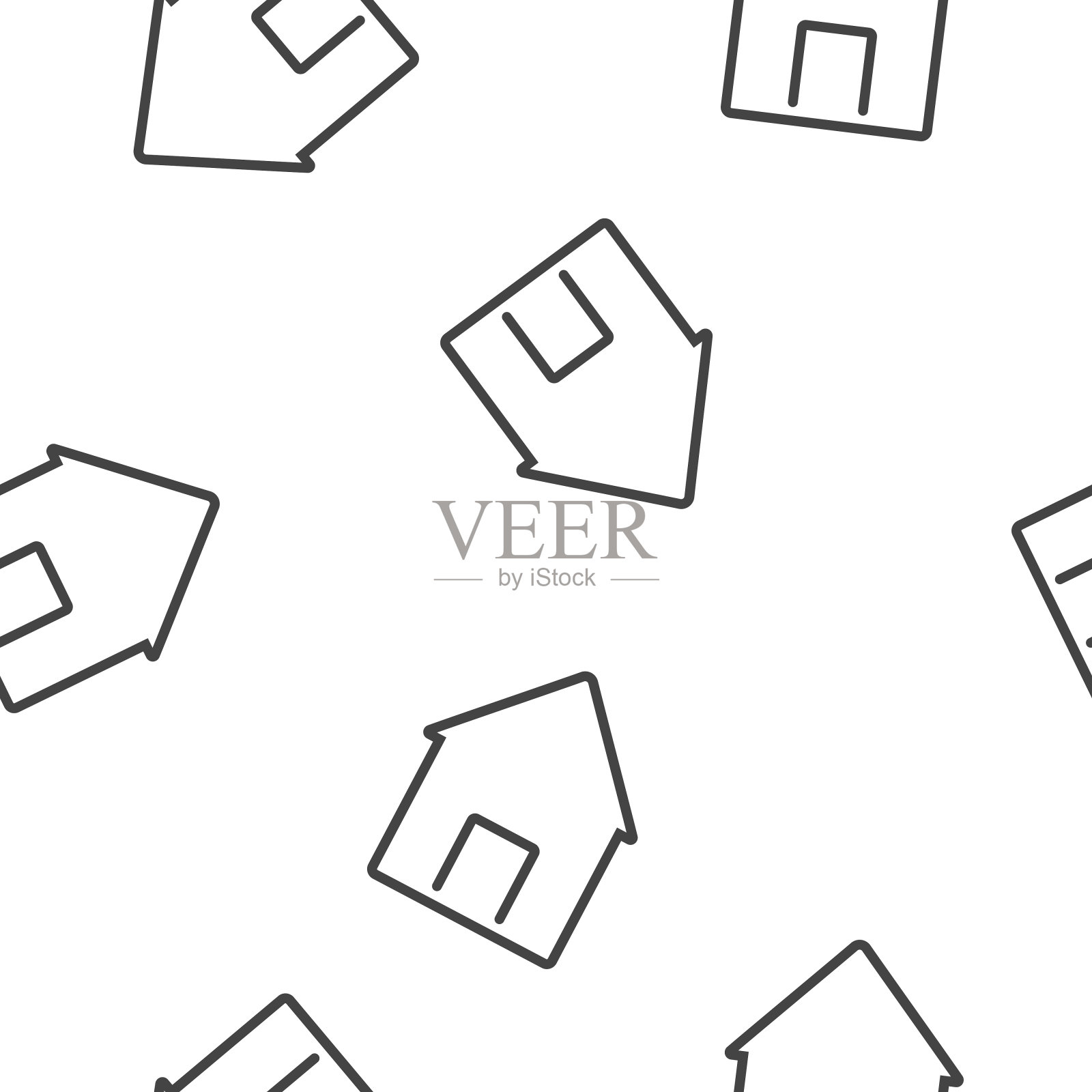 房子矢量图标。家符号无缝模式上的白色背景。插画图片素材
