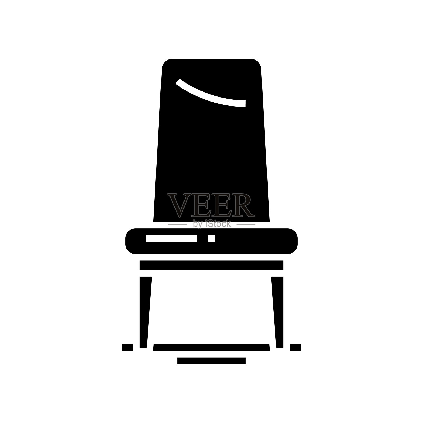 高椅子黑色图标，概念插图，矢量平面符号，象形符号设计元素图片