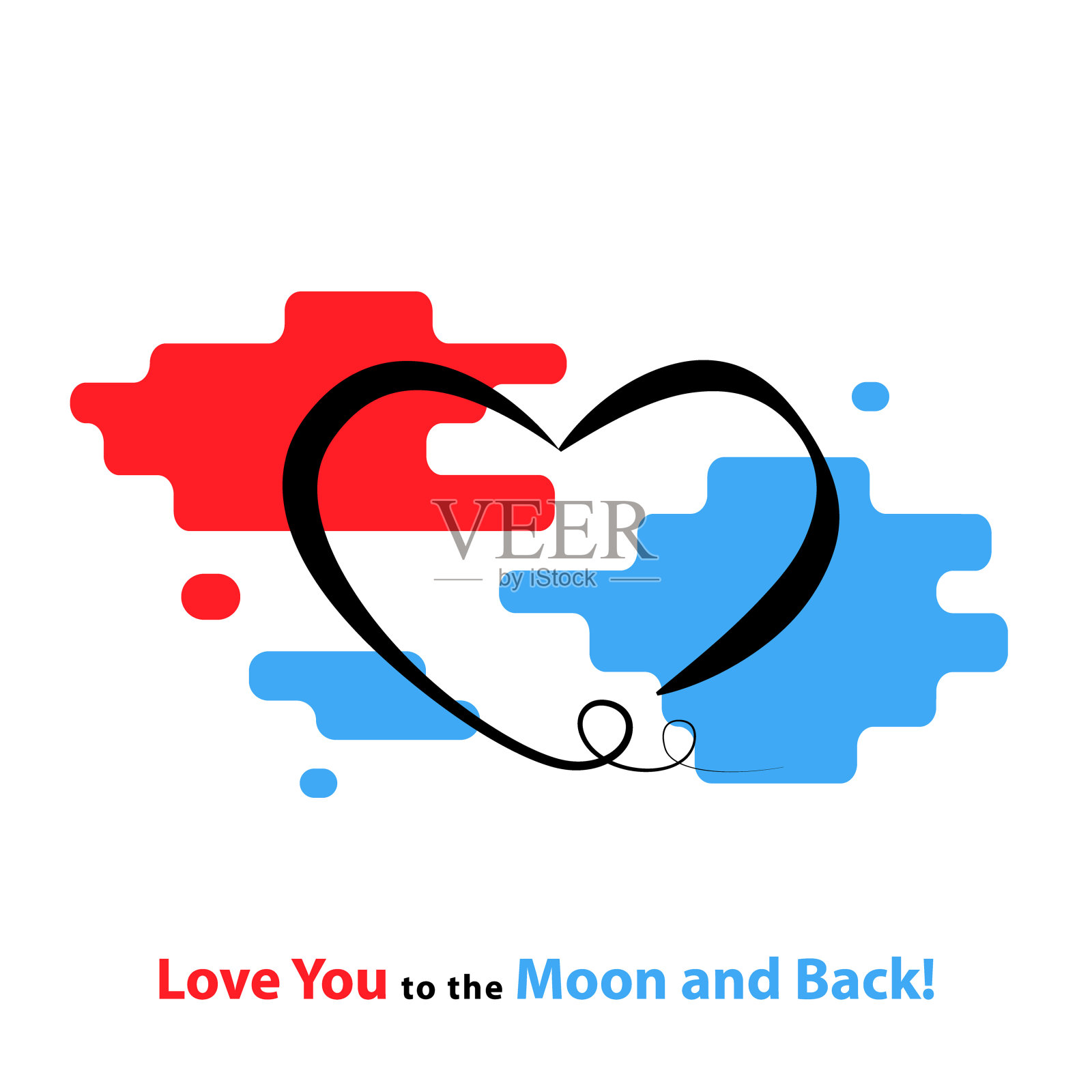 我爱你到月球和背部。手绘制的海报与壮观图片免费下载-5025494812-千图网Pro