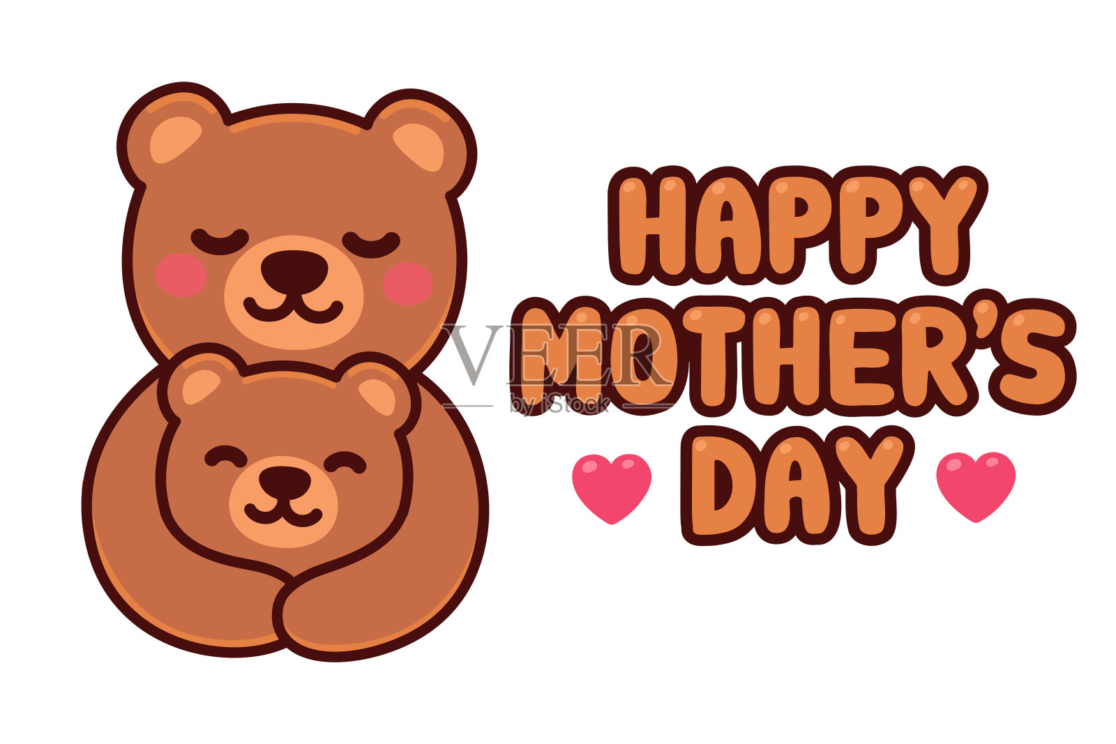 小熊，妈妈和宝宝节日快乐插画图片素材