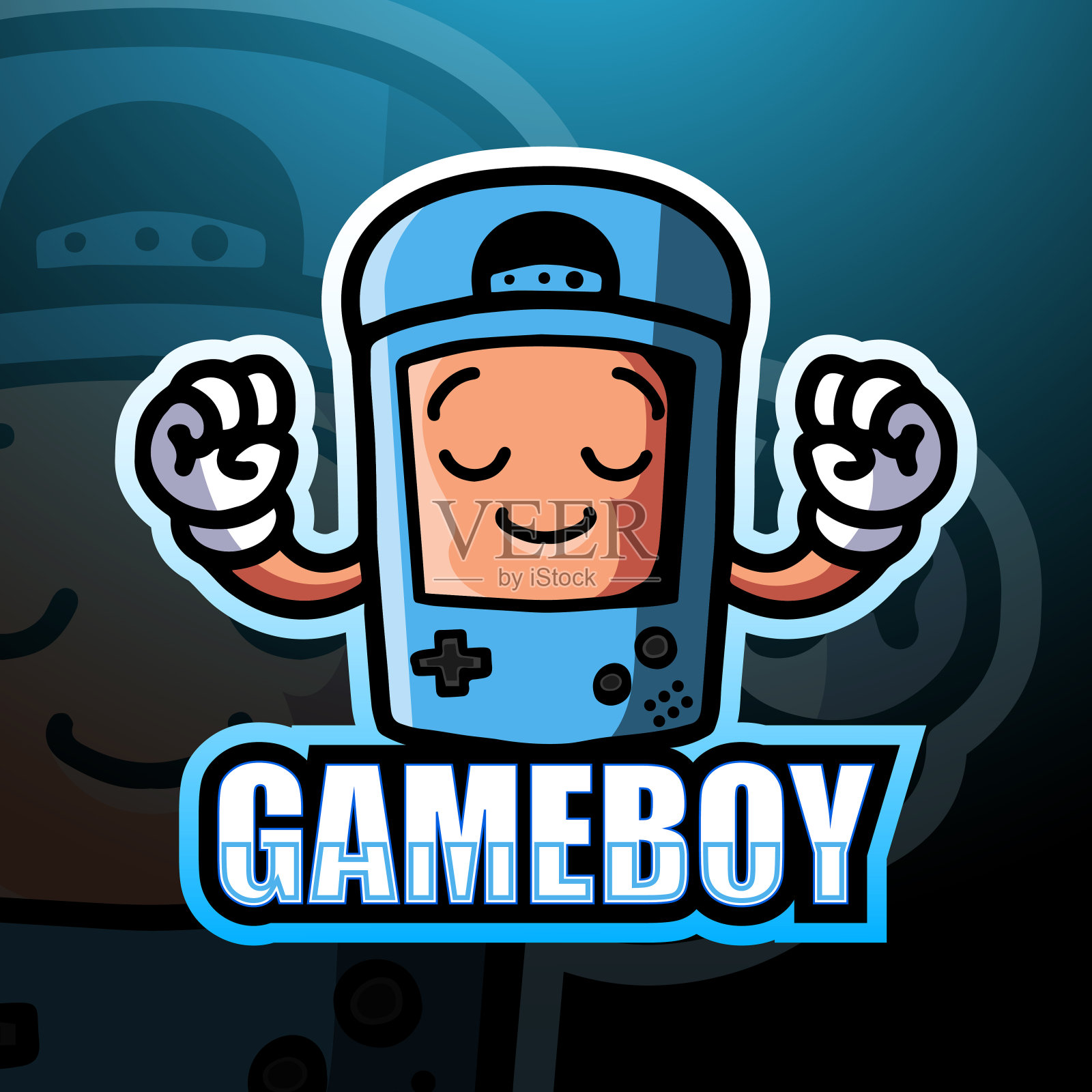 Gameboy吉祥物电子竞技标志设计插画图片素材