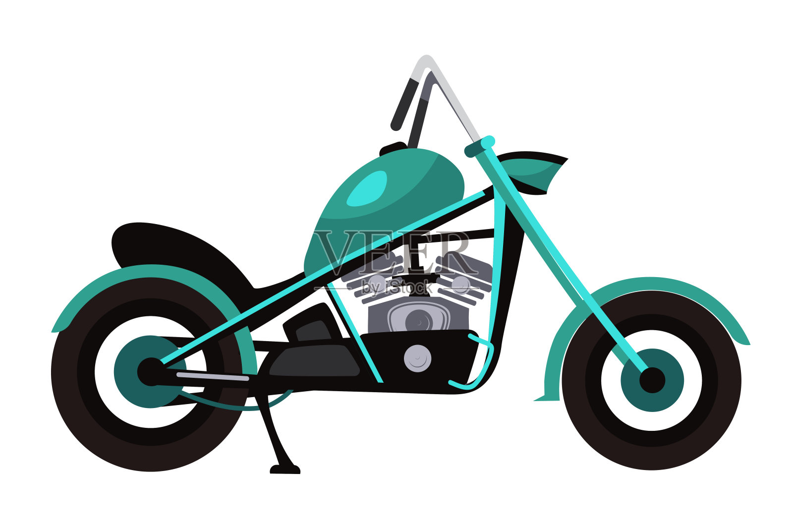 矢量平面直升机定制绿松石摩托车设计元素图片