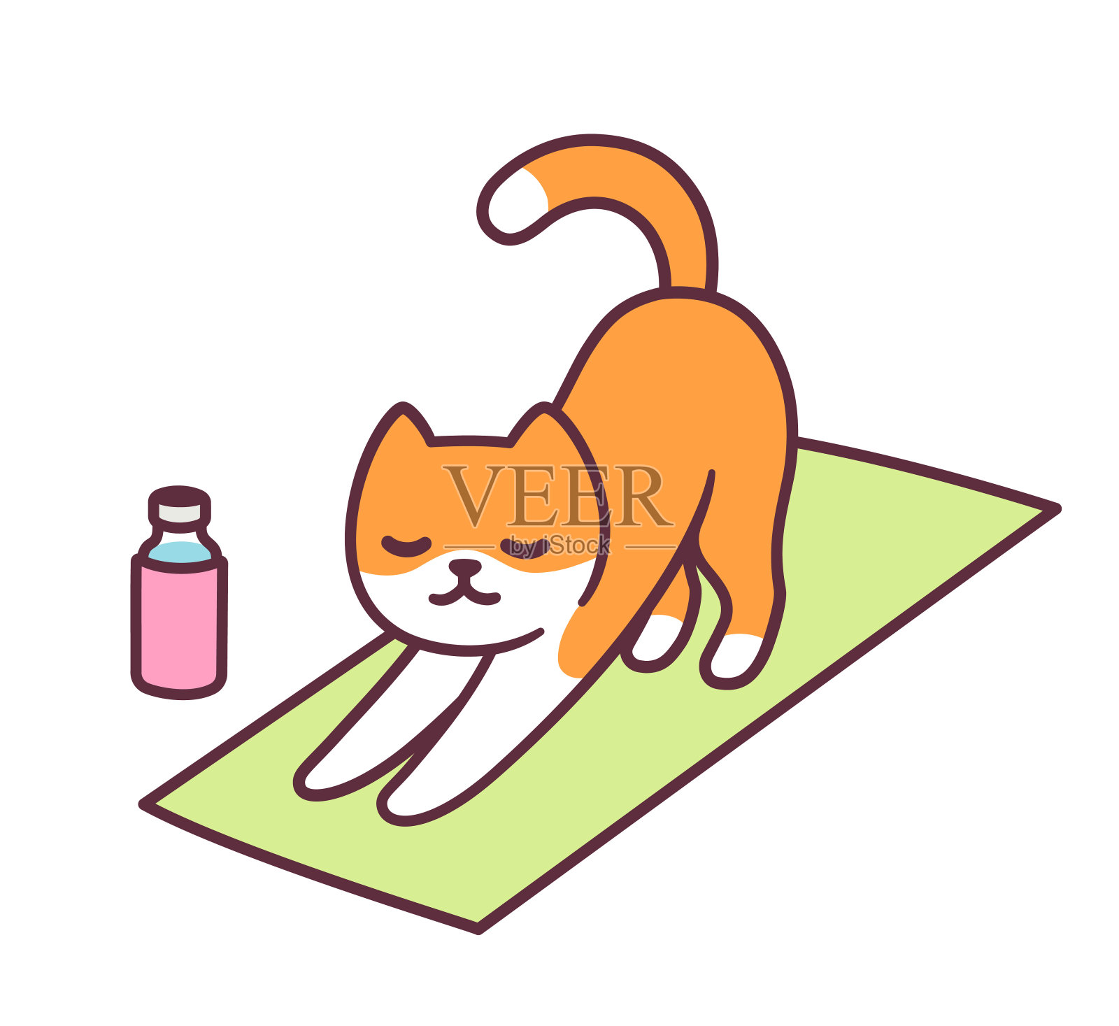 卡通瑜伽猫插画图片素材