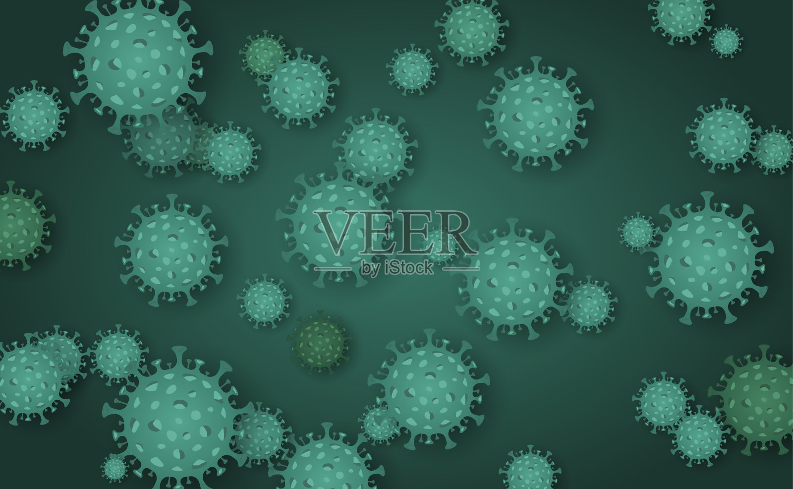 冠状病毒2020，大流行，病毒感染。冠状病毒(2019 - ncov)。病毒Covid 19-NCP。背景与现实的病毒细胞。符号向量插图。插画图片素材