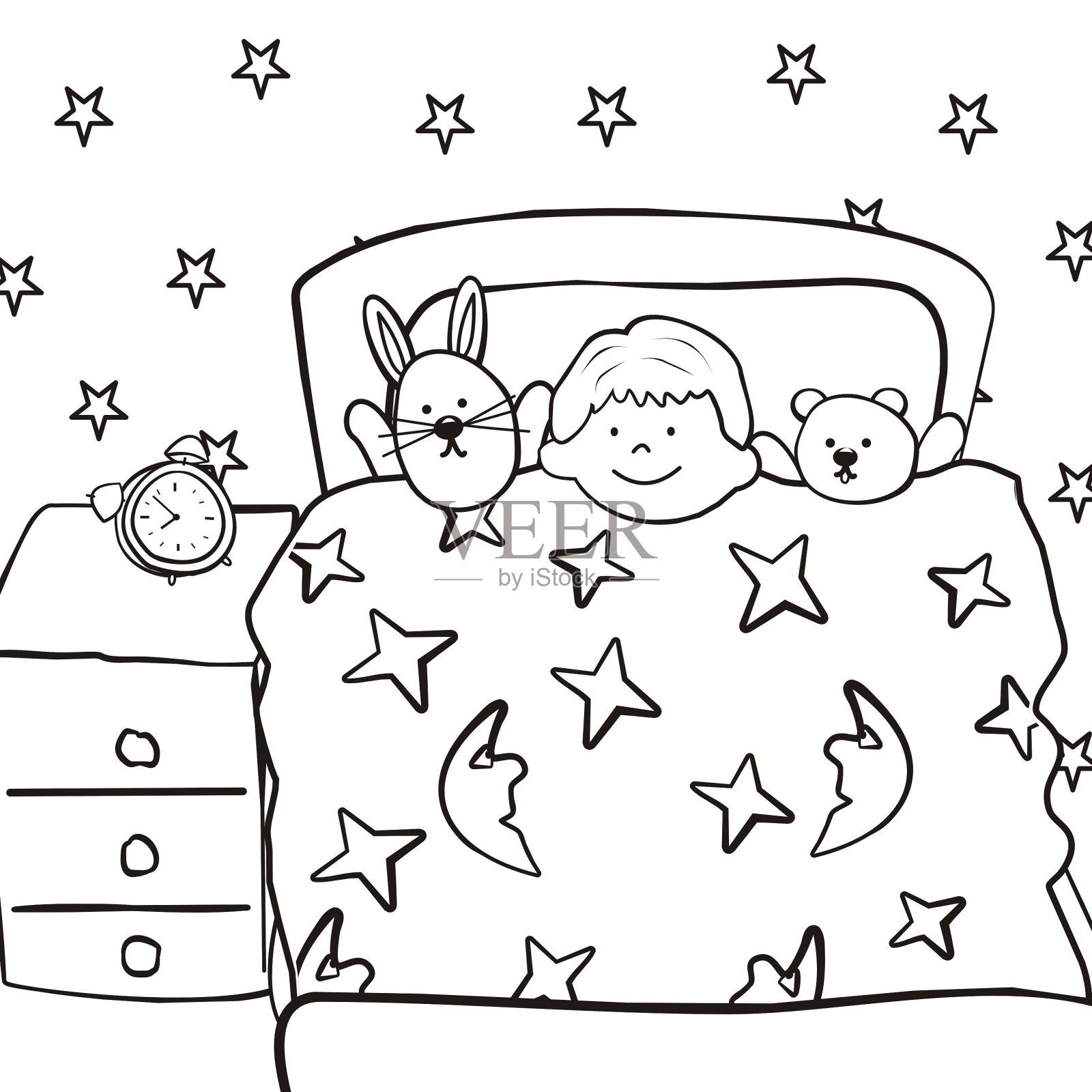 狼躺在床上，身上覆盖着一层红色插画图片素材_ID:388887149-Veer图库